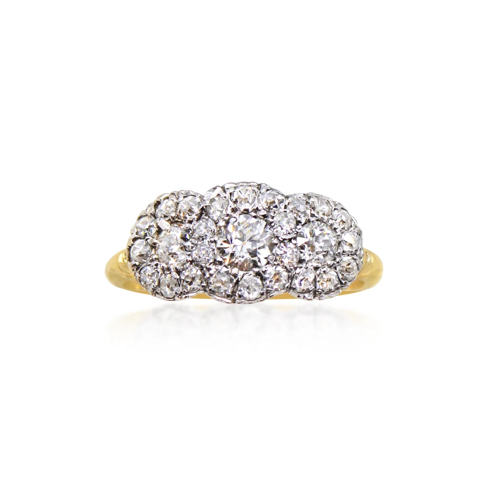 Edwardian Diamond Triple Cluster Ring — Humphrey Butler