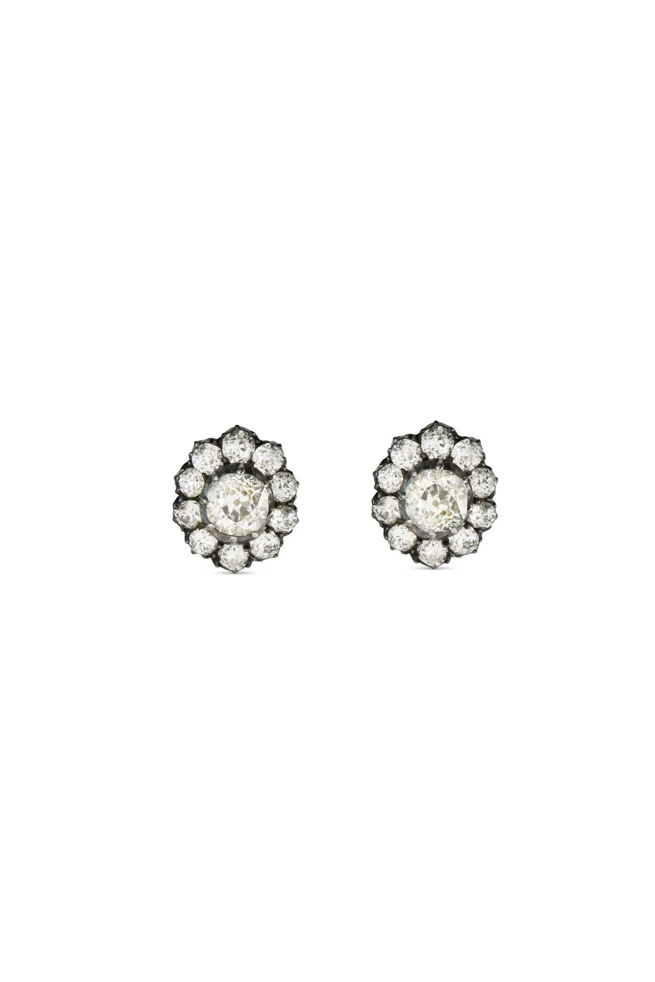 Pair of Antique Diamond Cluster Earrings