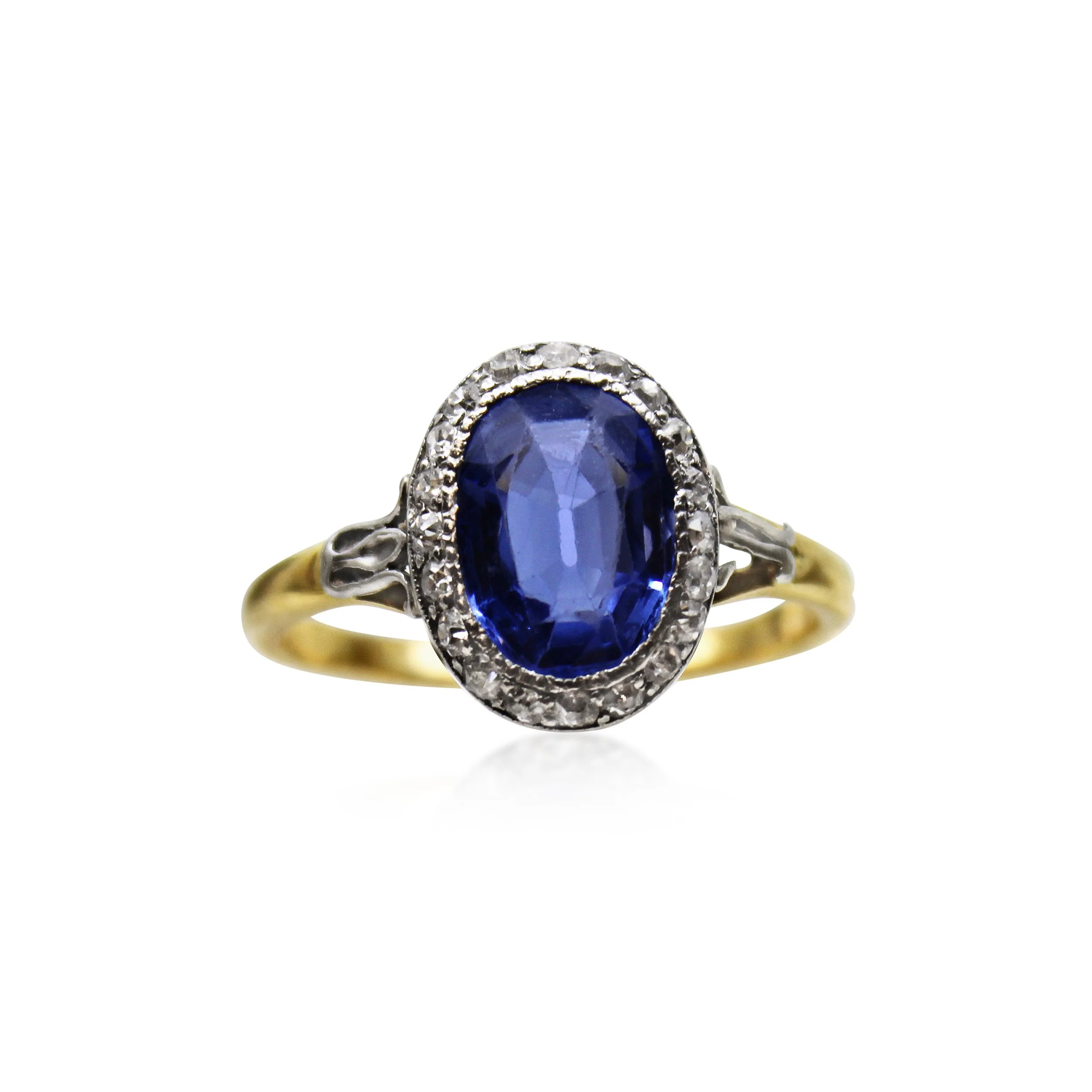 Edwardian Sapphire and Diamond Cluster Ring