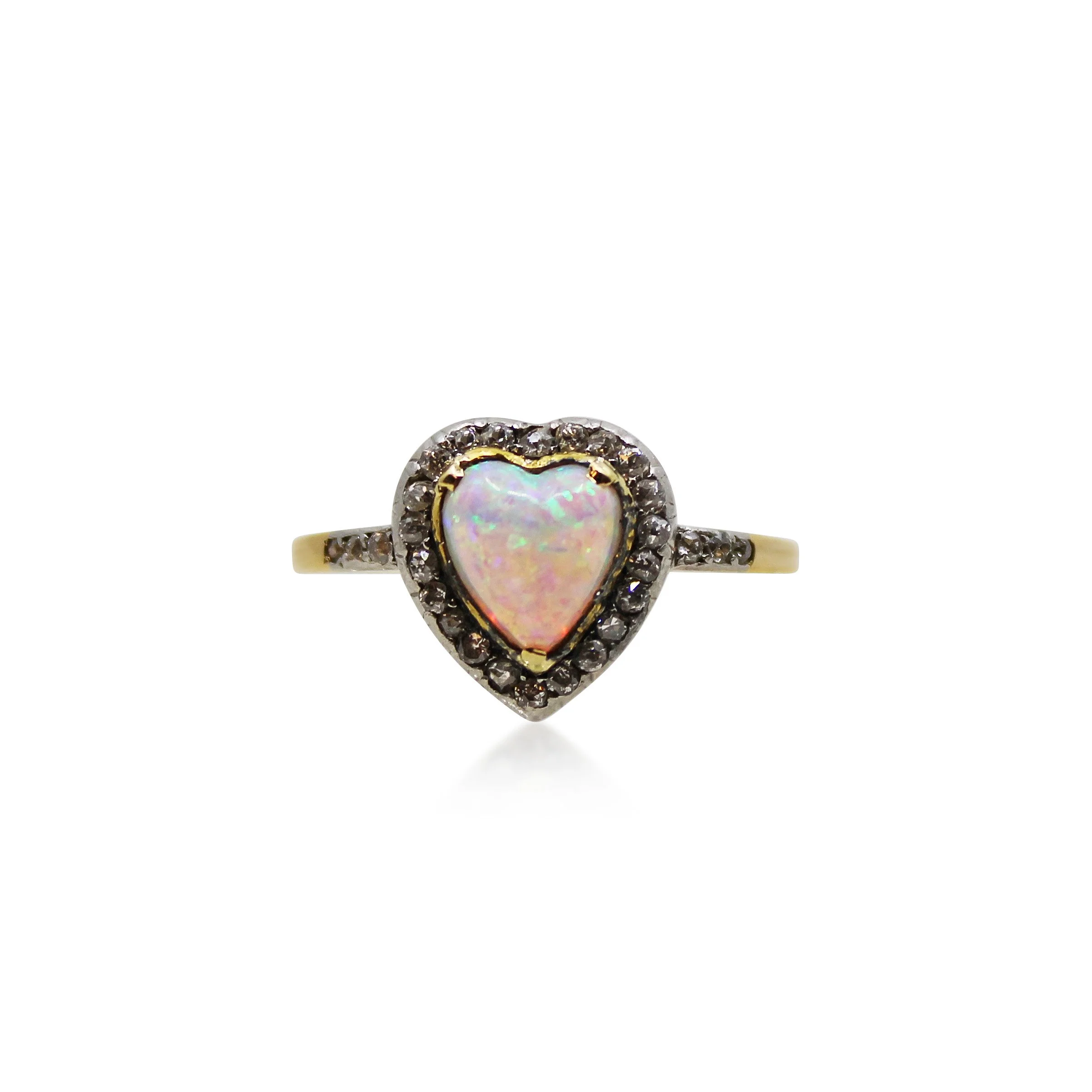 Opal and Diamond Cluster Ring