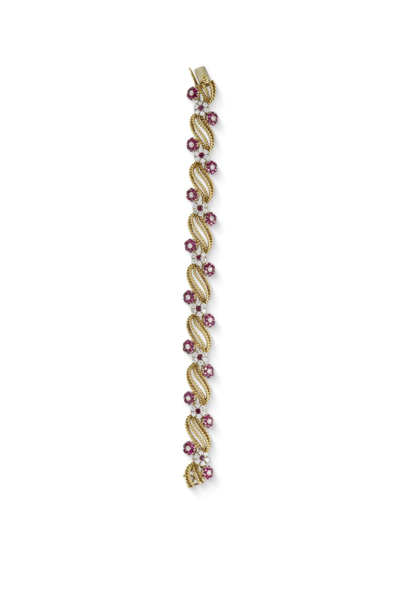 1960’s Gold, Ruby and Diamond Flower Bracelet
