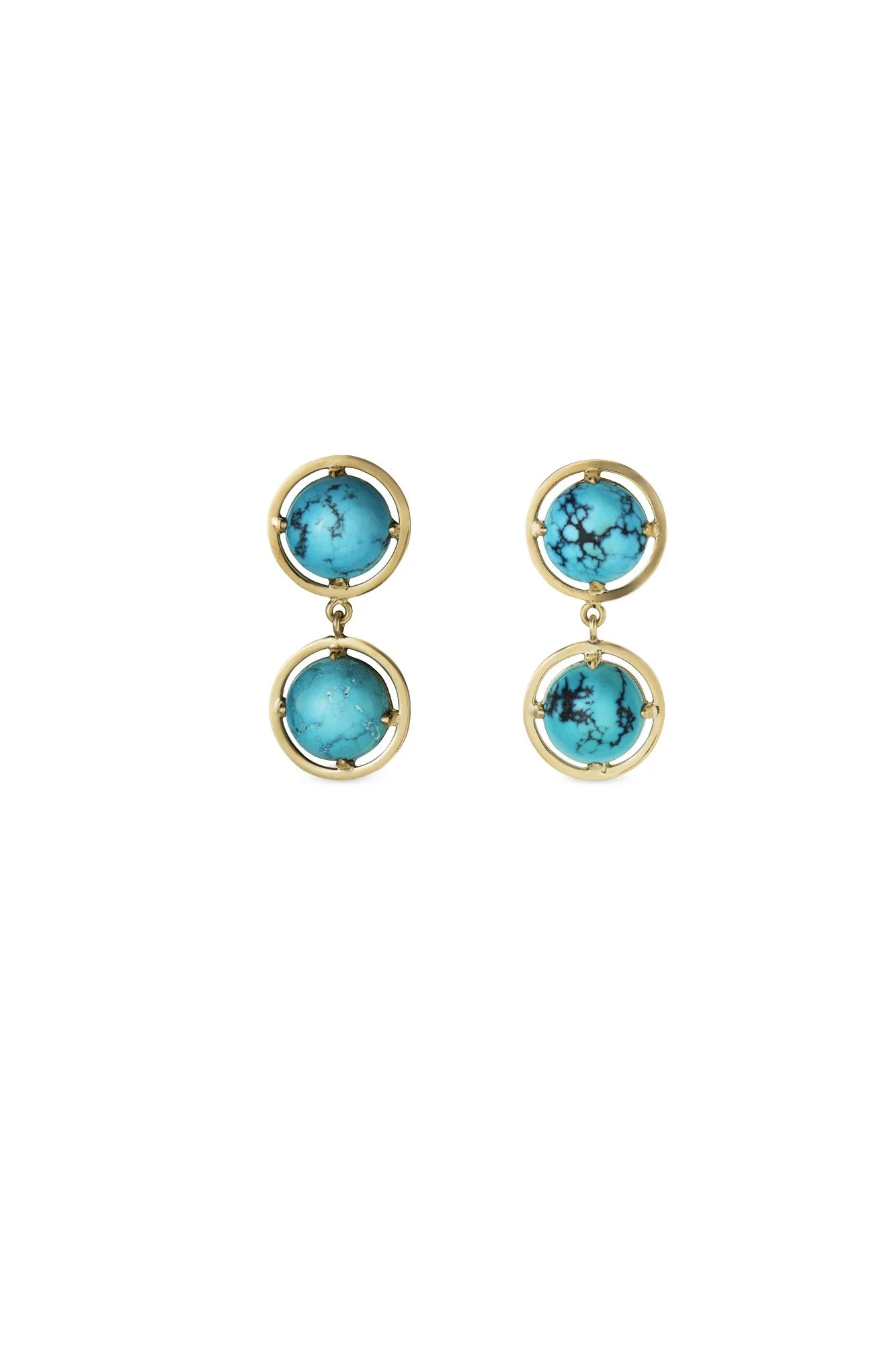 Pair of Turquoise and Gold Ear-Pendants
