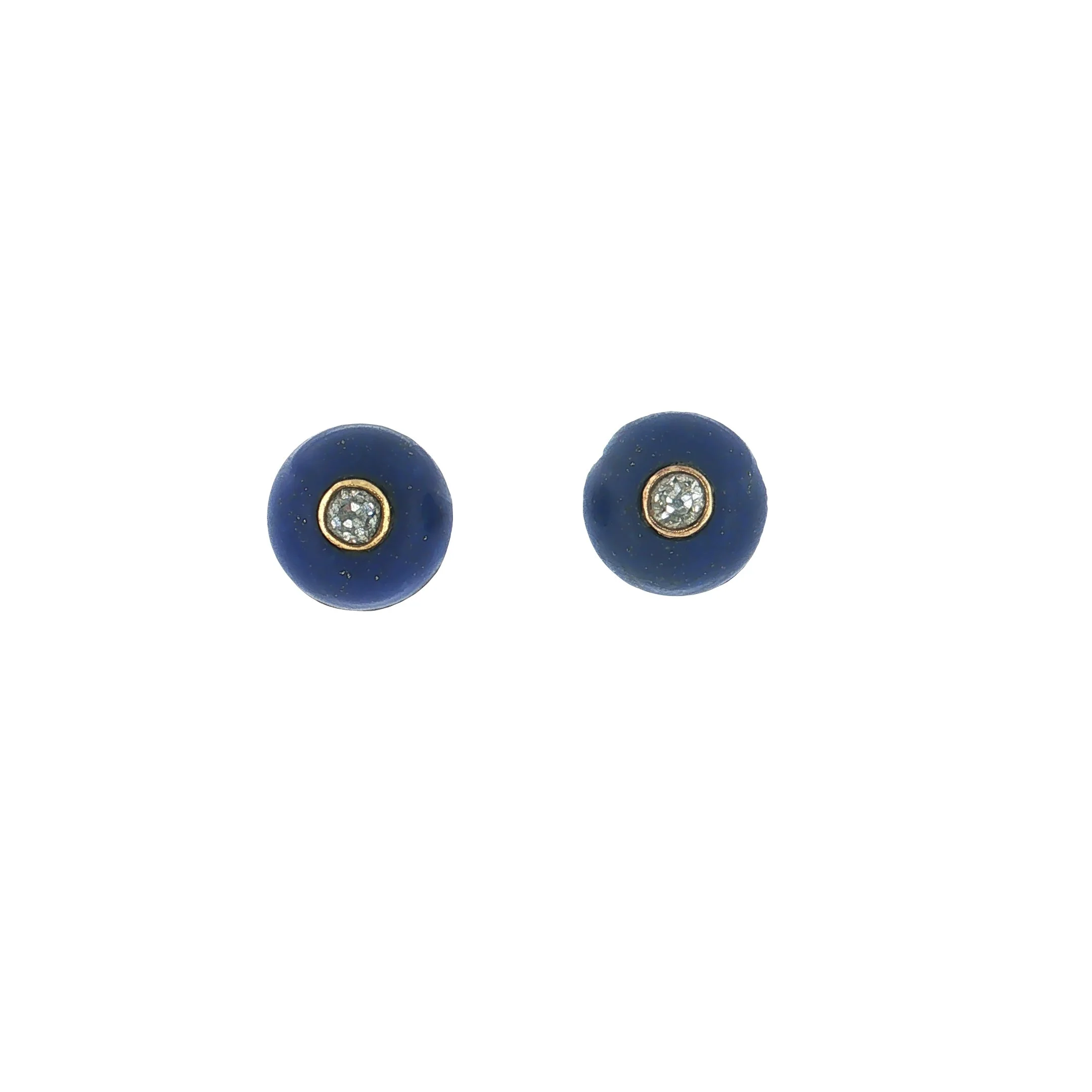 Pair of Lapis Lazuli and Diamond Earstuds