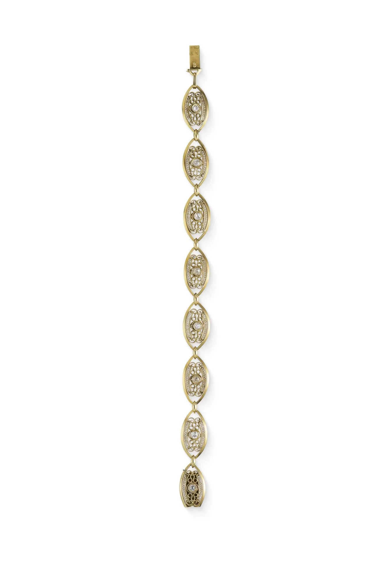14ct Gold Diamond and Seed Pearl Bracelet