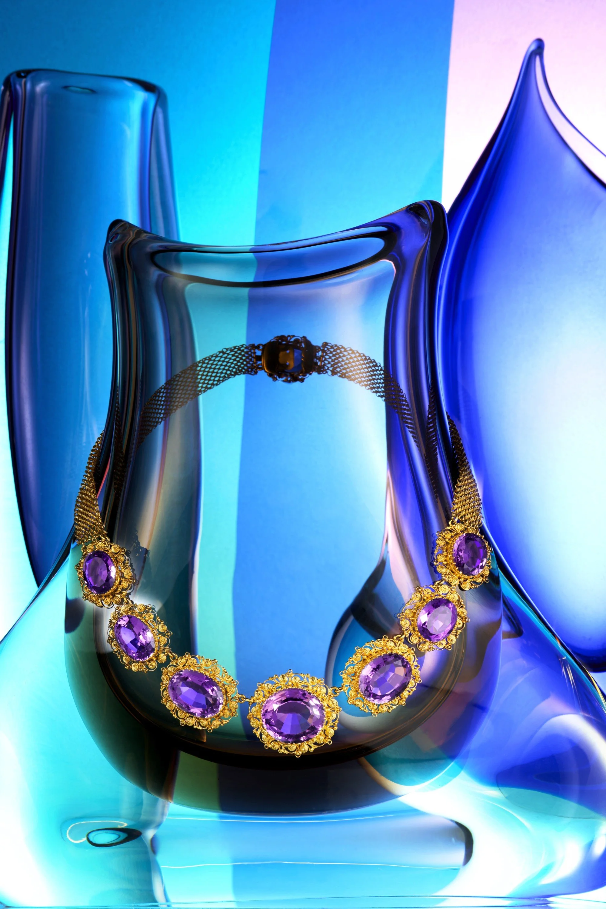 Georgian Amethyst and Gold Necklace