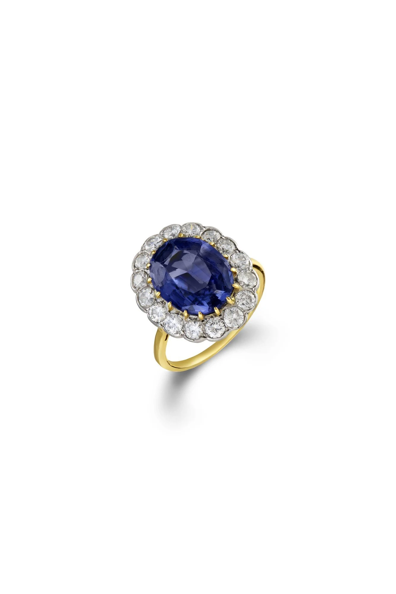 Sapphire and Diamond Cluster Ring