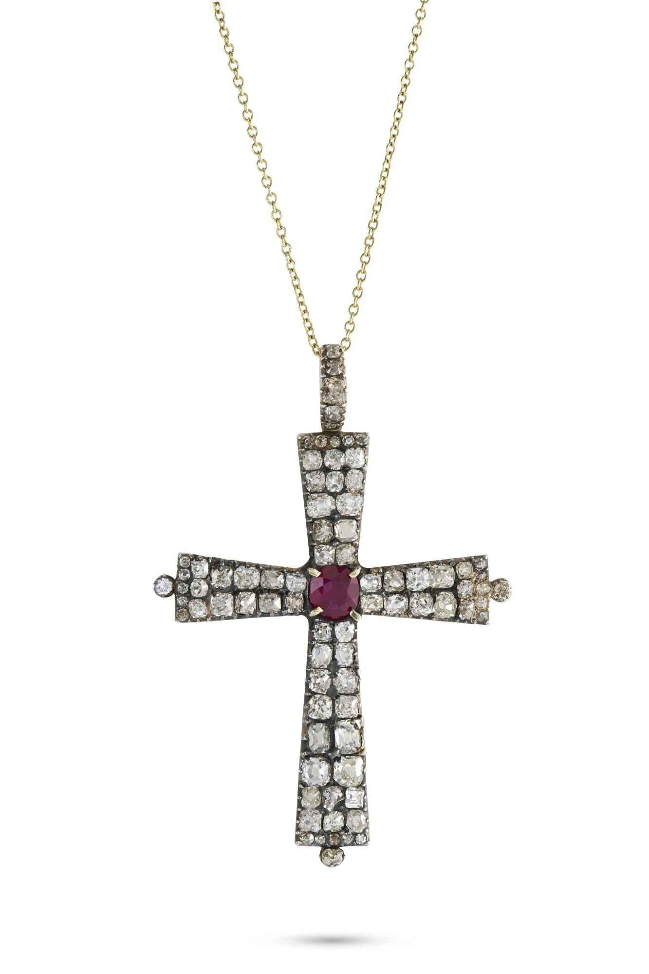 Early 19th Century Ruby and Diamond Cross Pendant