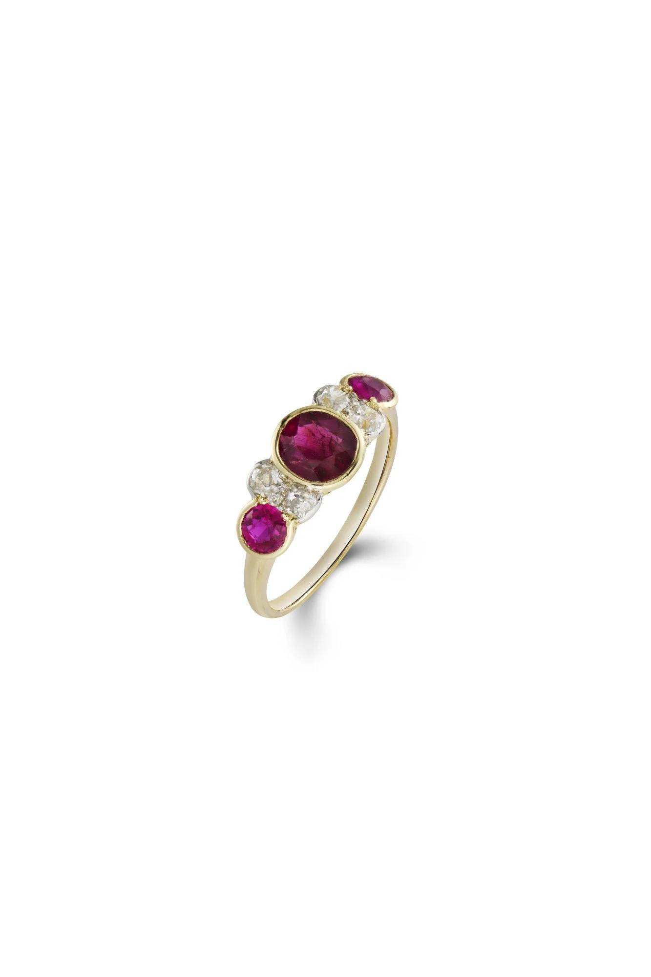 Ruby and Diamond Three-Stone Ring