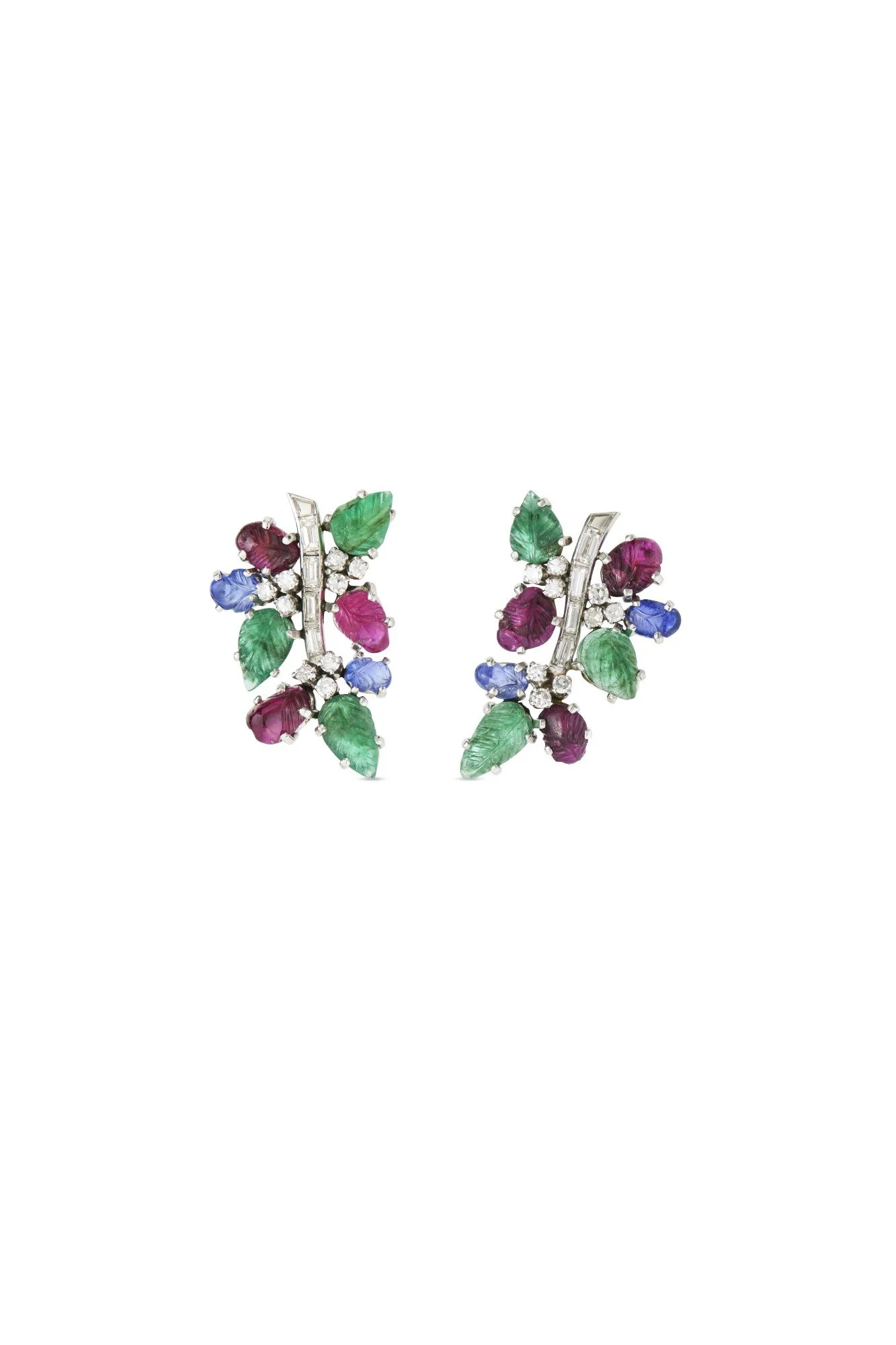 Pair of 1930’s ‘Tutti Frutti’ Style Gem-set Earrings
