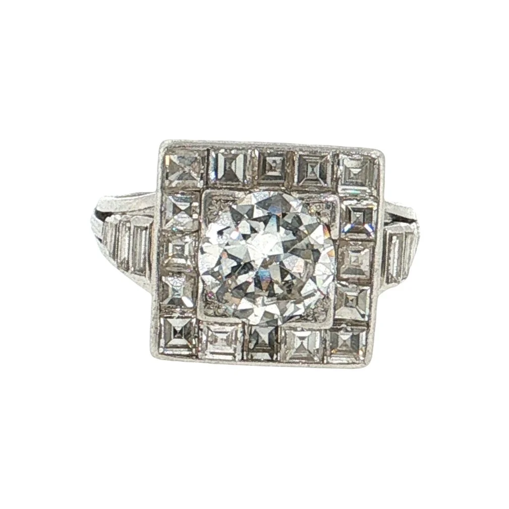 Art Deco Diamond Square Cluster Ring