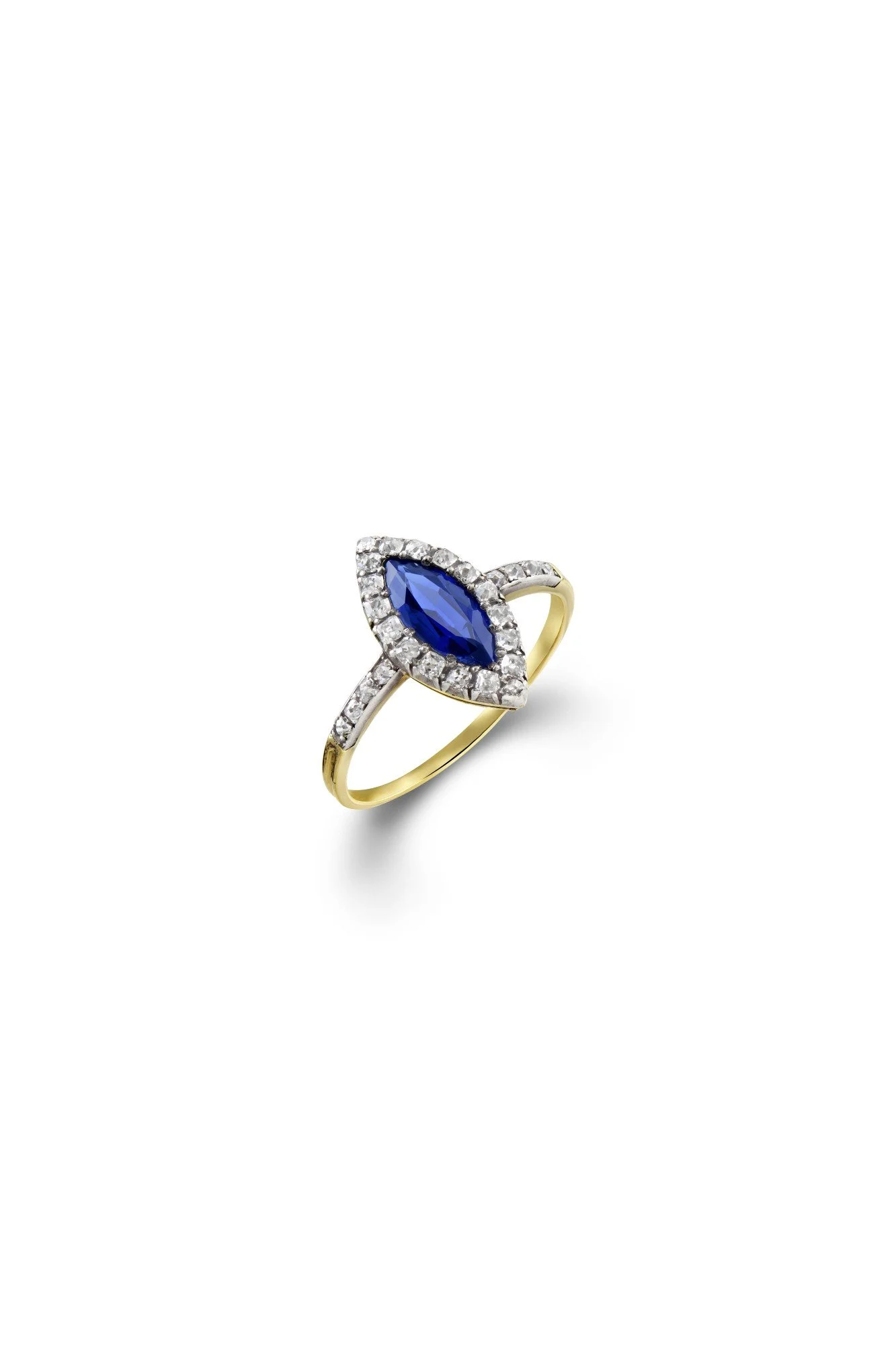 Edwardian Sapphire and Diamond Cluster Ring