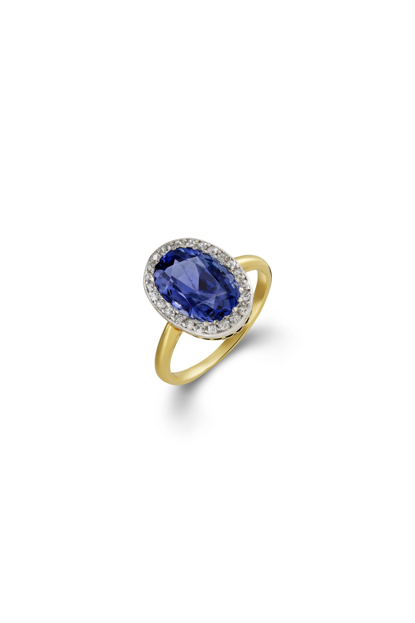 Edwardian Sapphire and Diamond Cluster Ring