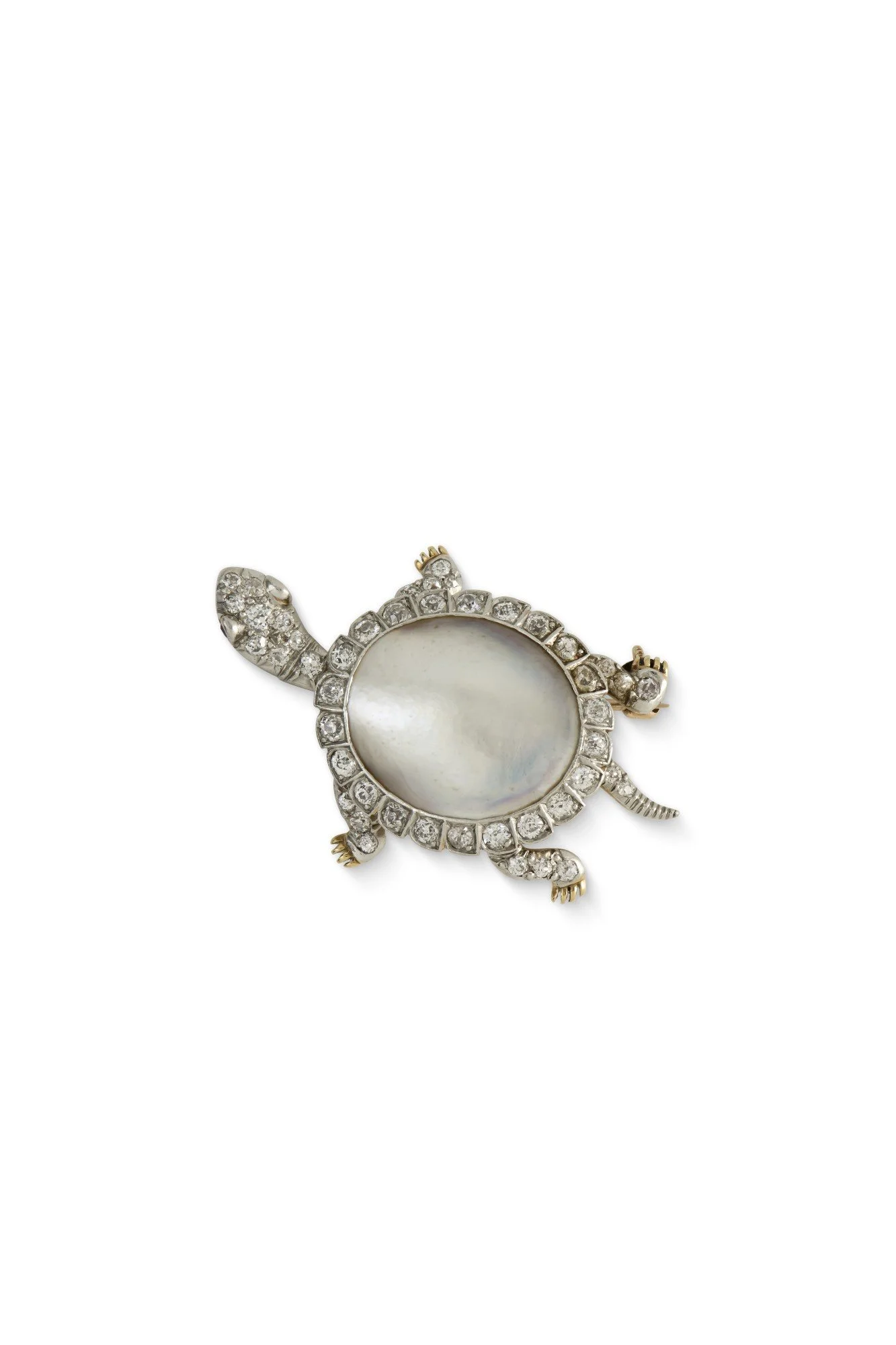 Mabé pearl and Diamond Turtle Brooch