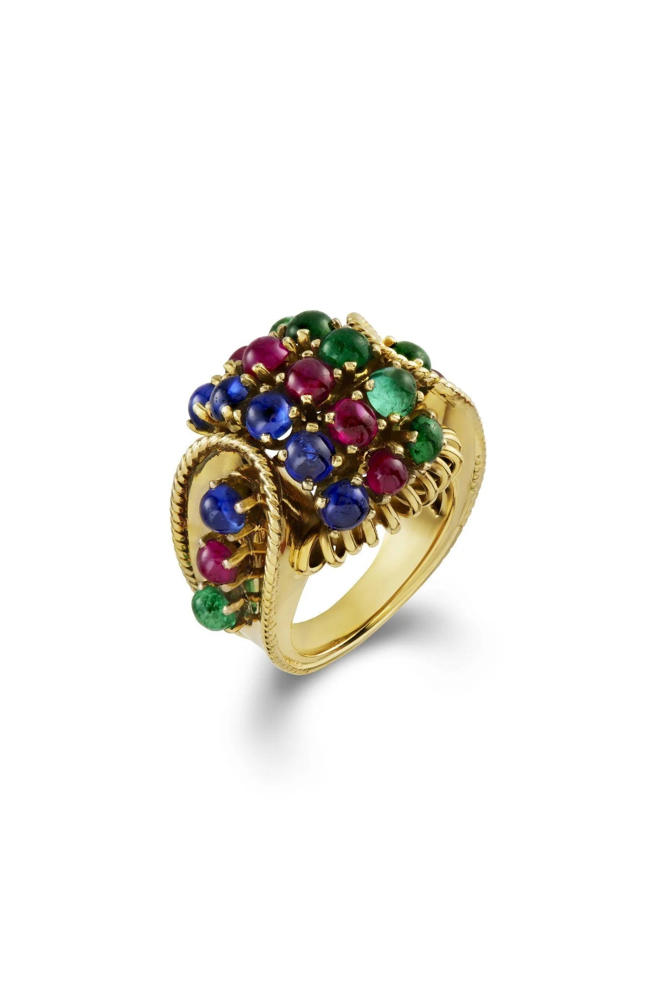 Gem-set 18ct Gold Bombé Cocktail Ring