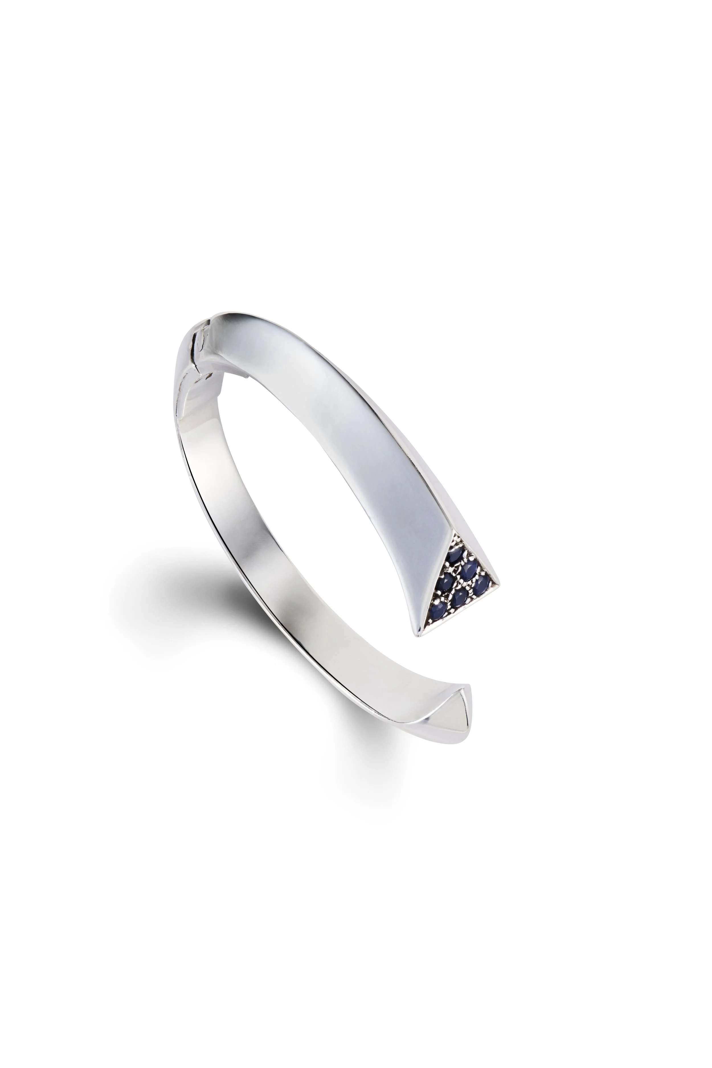 Silver and Sapphire Cuff Bangle by John Donald