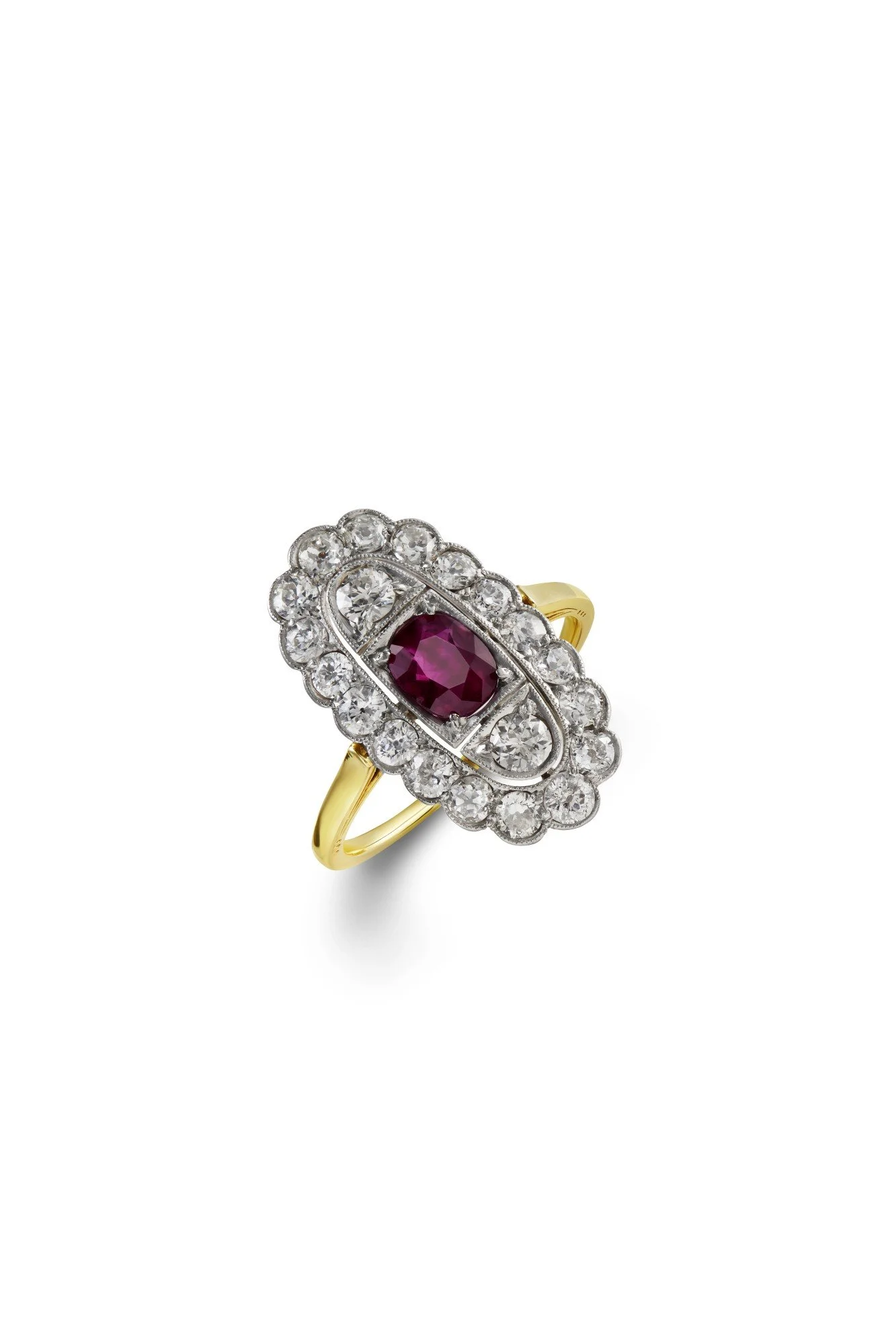 Edwardian Ruby and Diamond Panel Ring