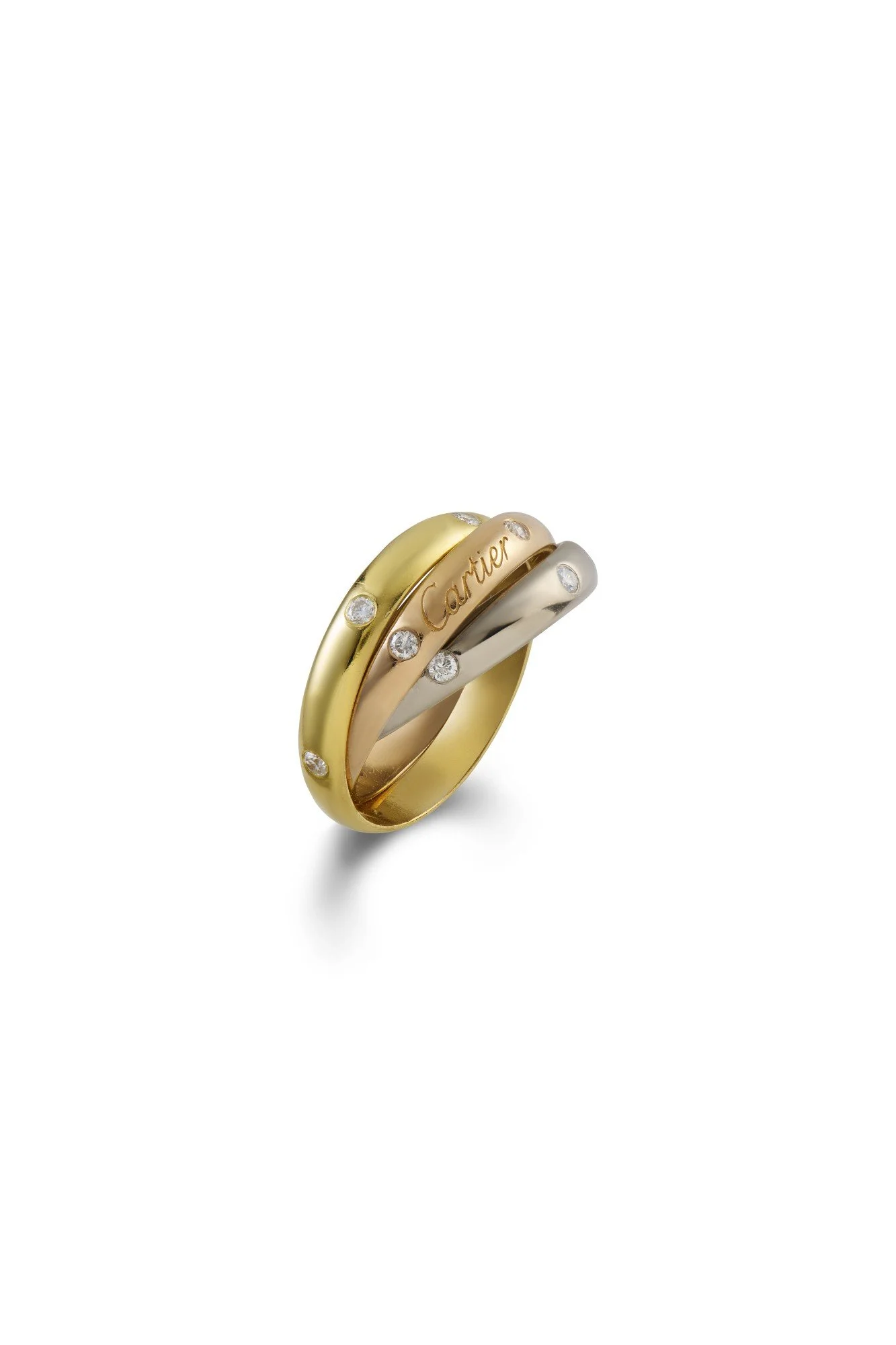 Diamond-Set Three-Coloured 18ct Gold Russian Wedding Band by Cartier