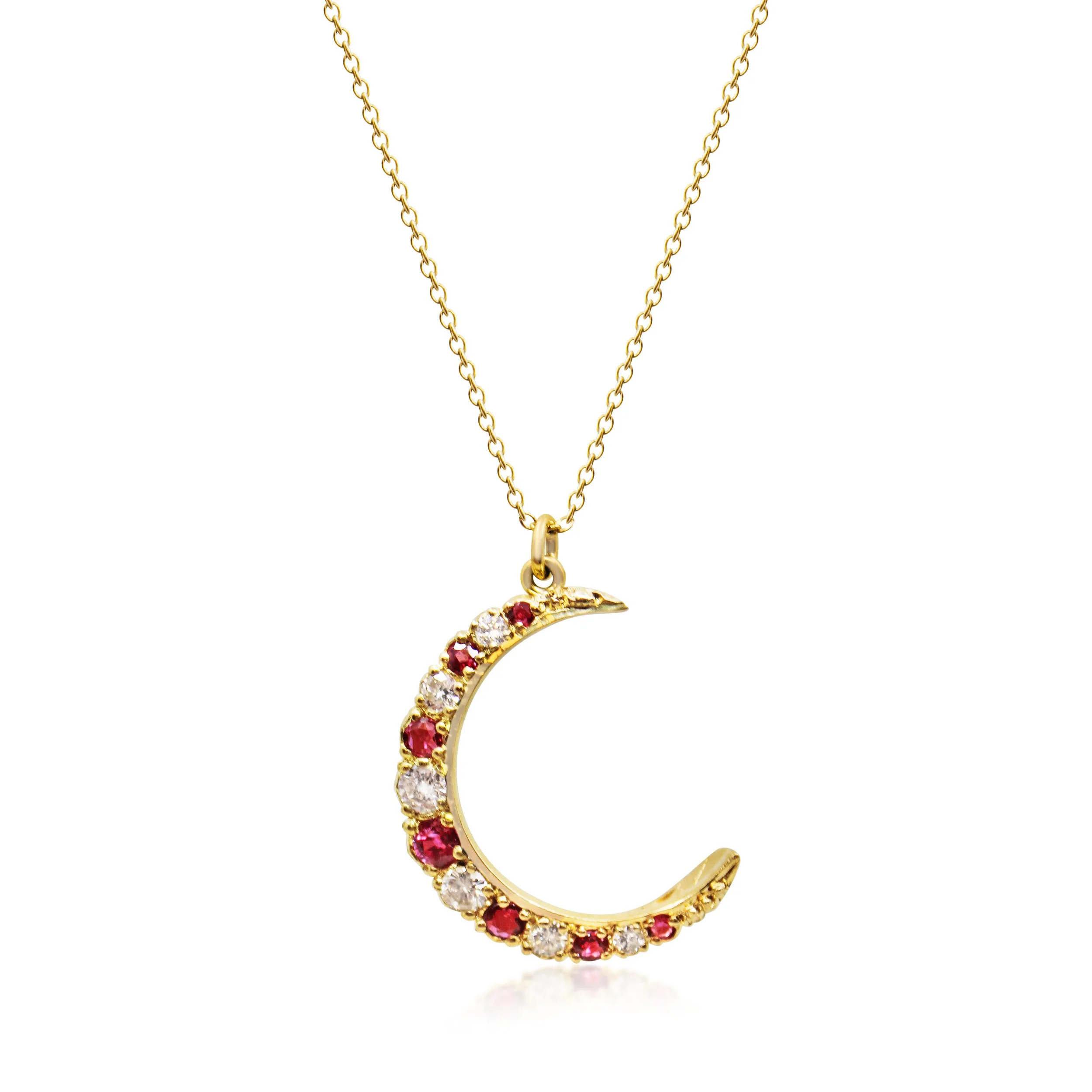 Victorian Ruby and Diamond Crescent Pendant
