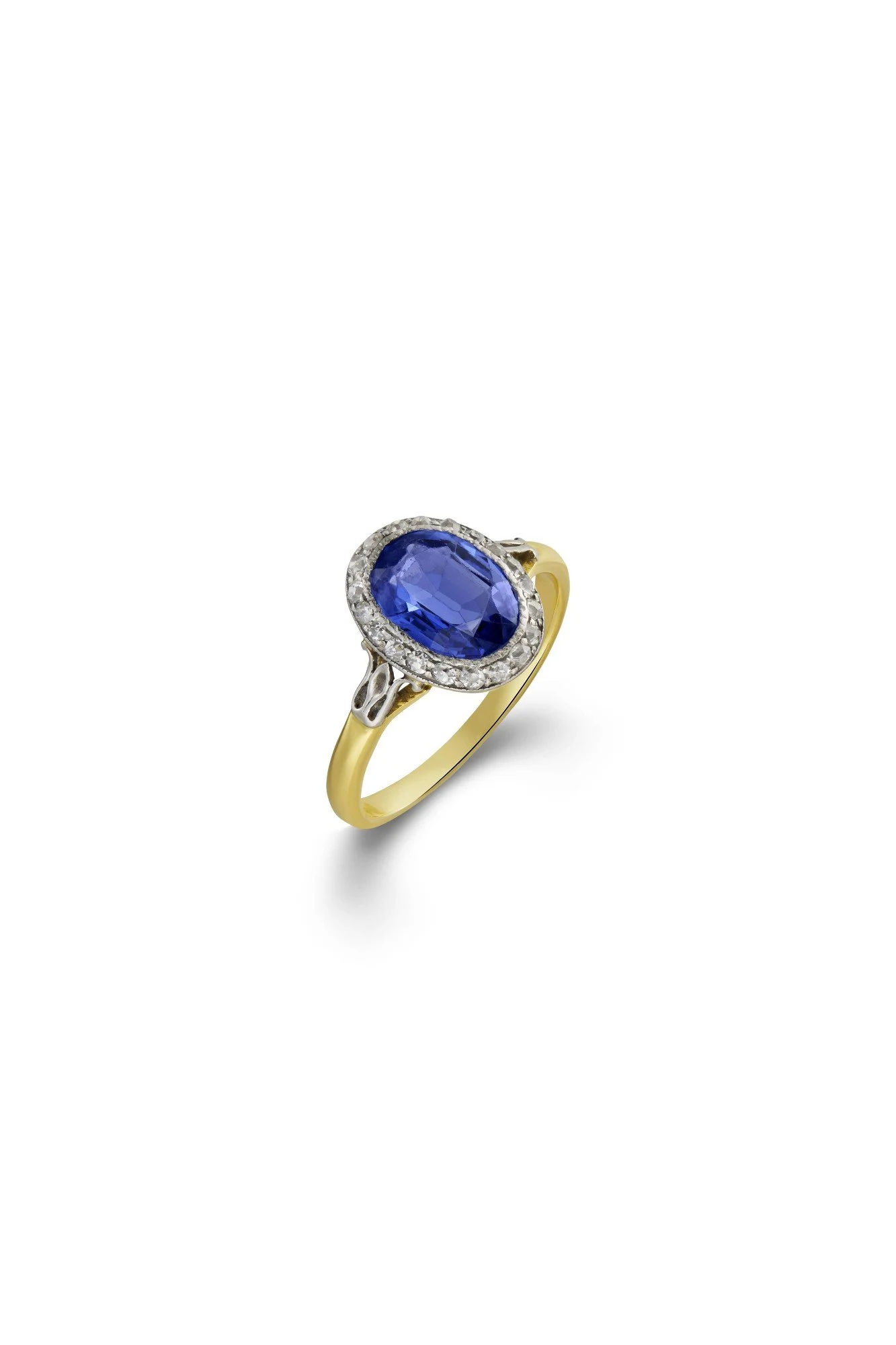 Edwardian Sapphire and Diamond Cluster Ring
