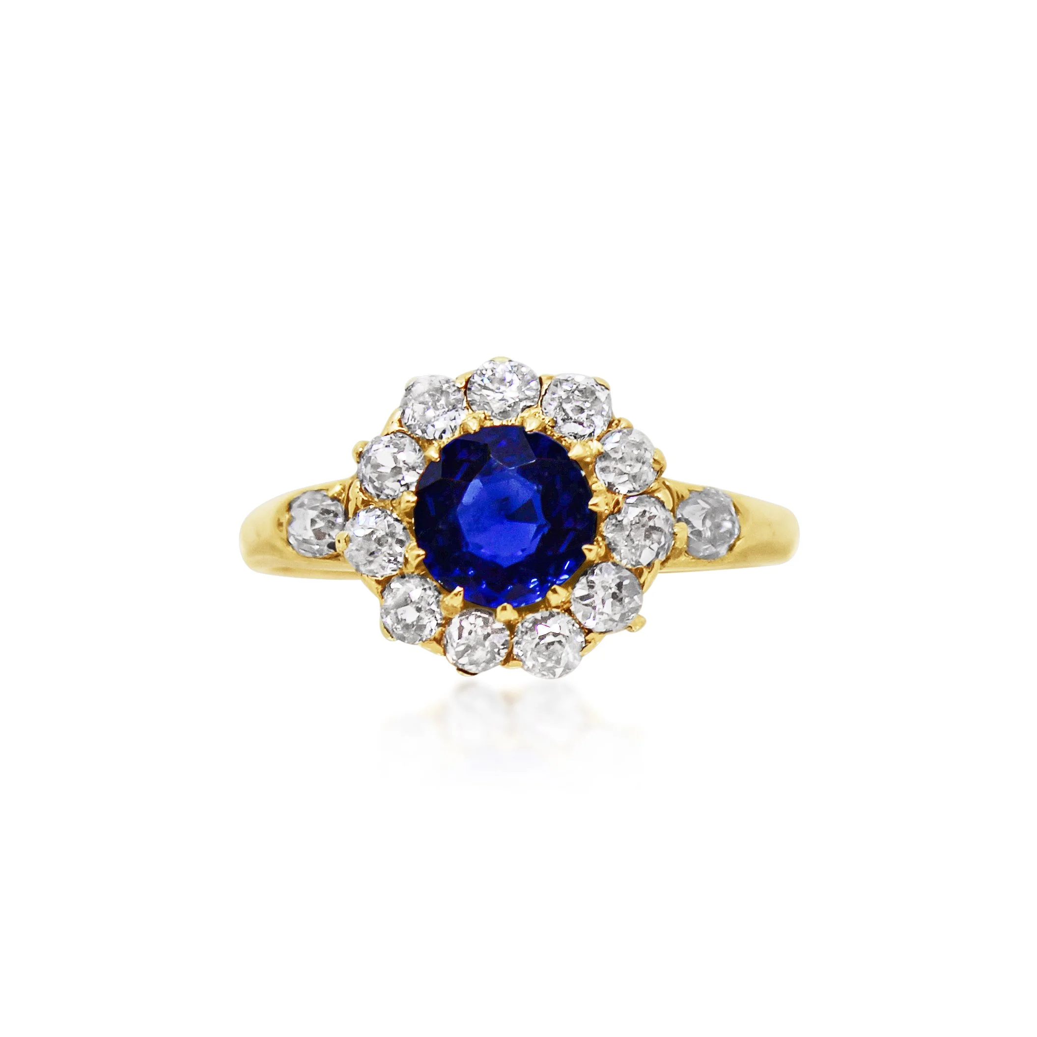Antique Sapphire and Diamond Cluster Ring