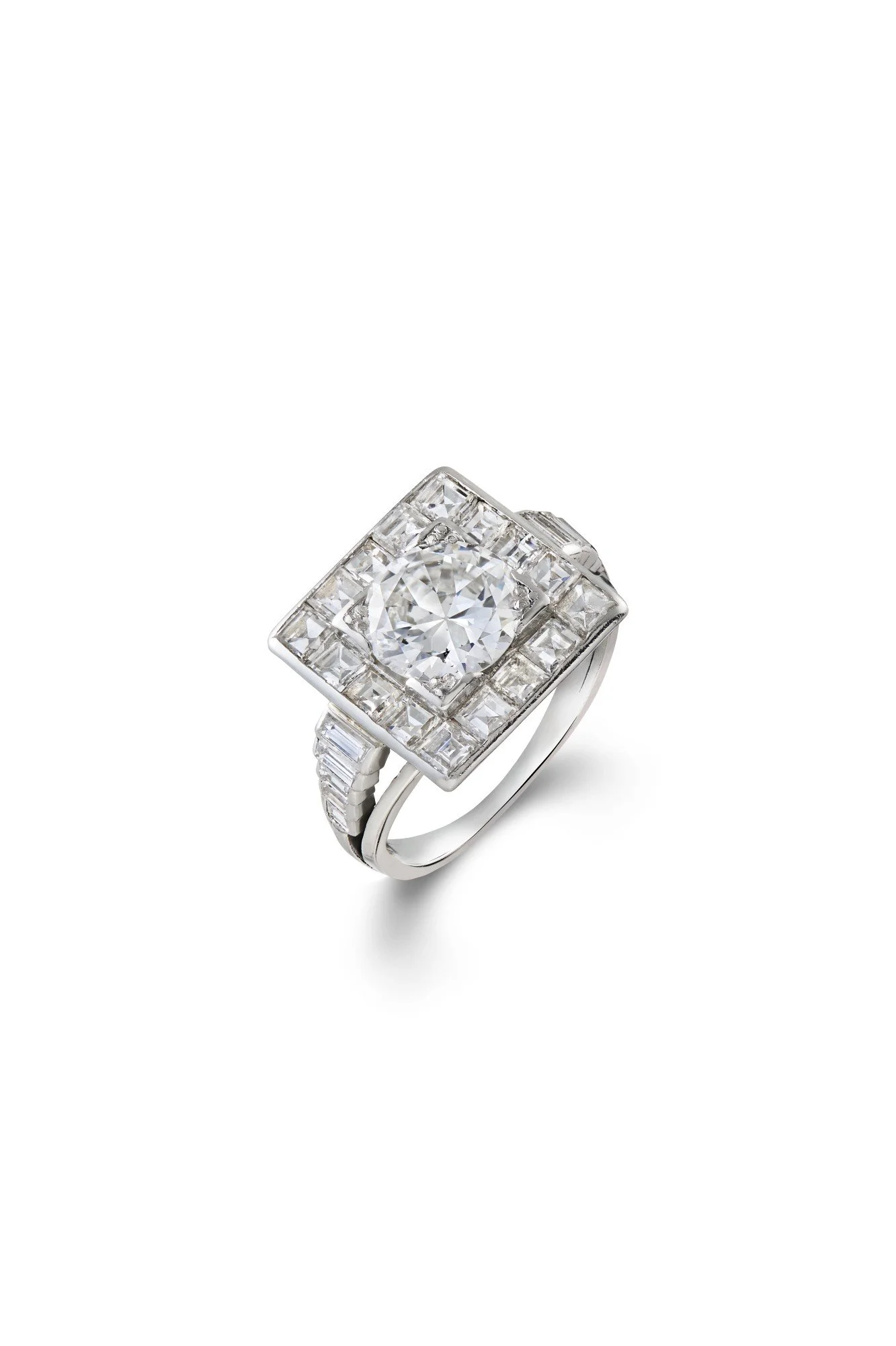 Art Deco Diamond Square Cluster Ring