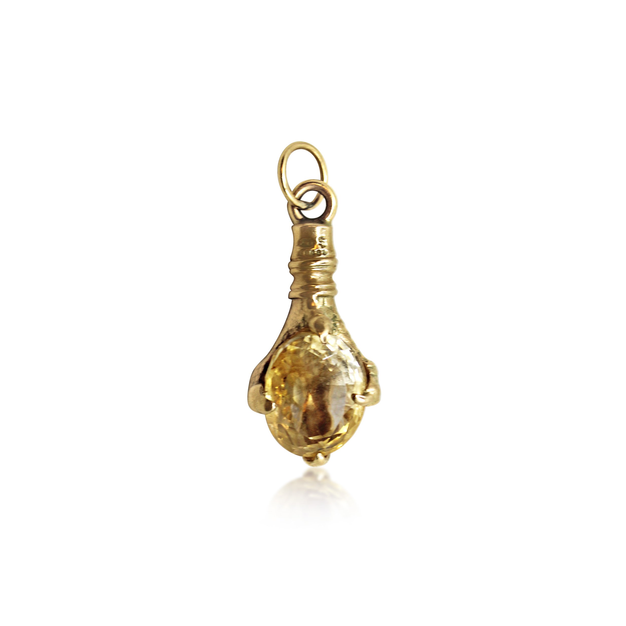 Citrine and Gold Claw Pendant