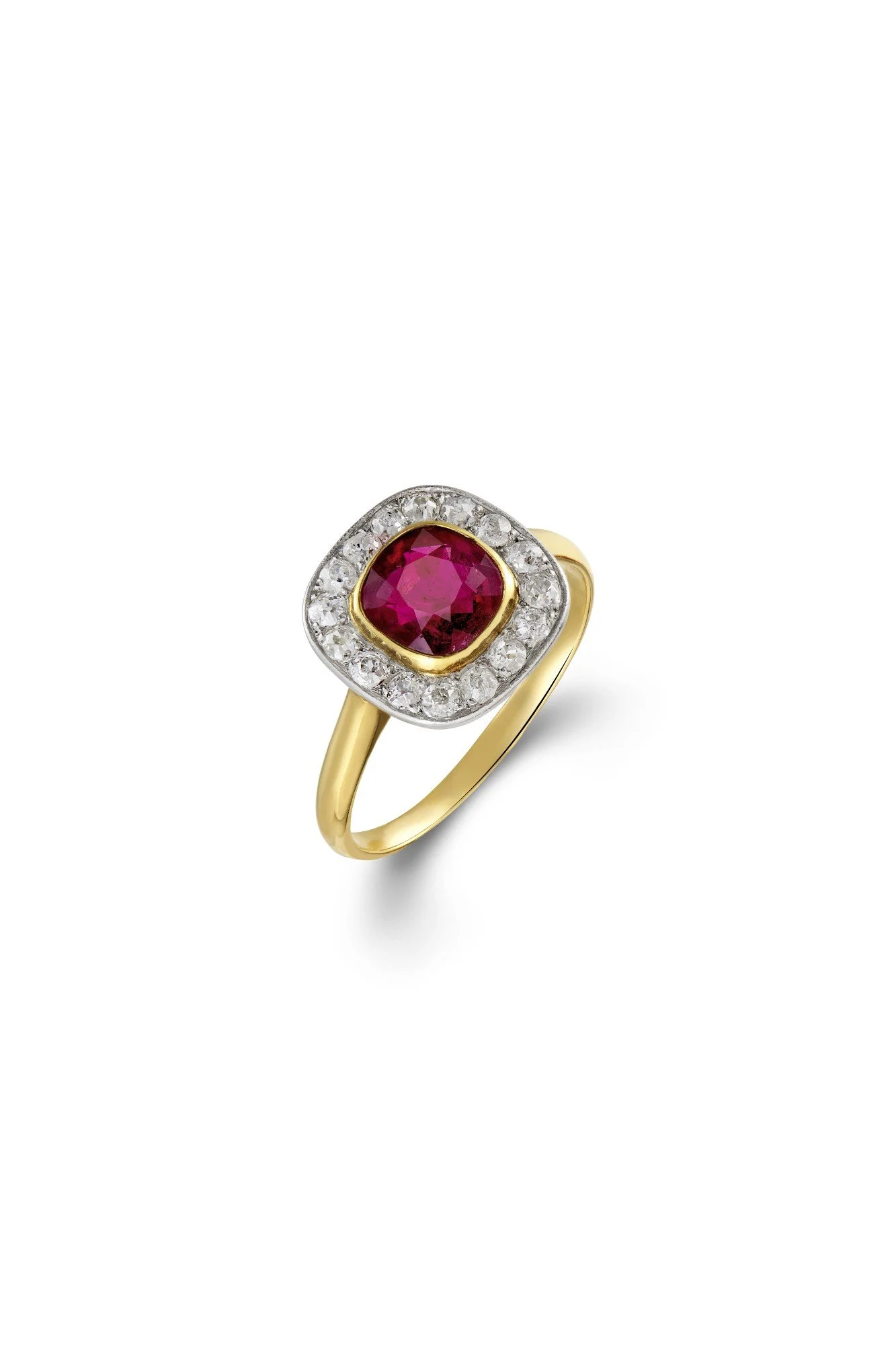 Edwardian Tourmaline and Diamond Cluster Ring