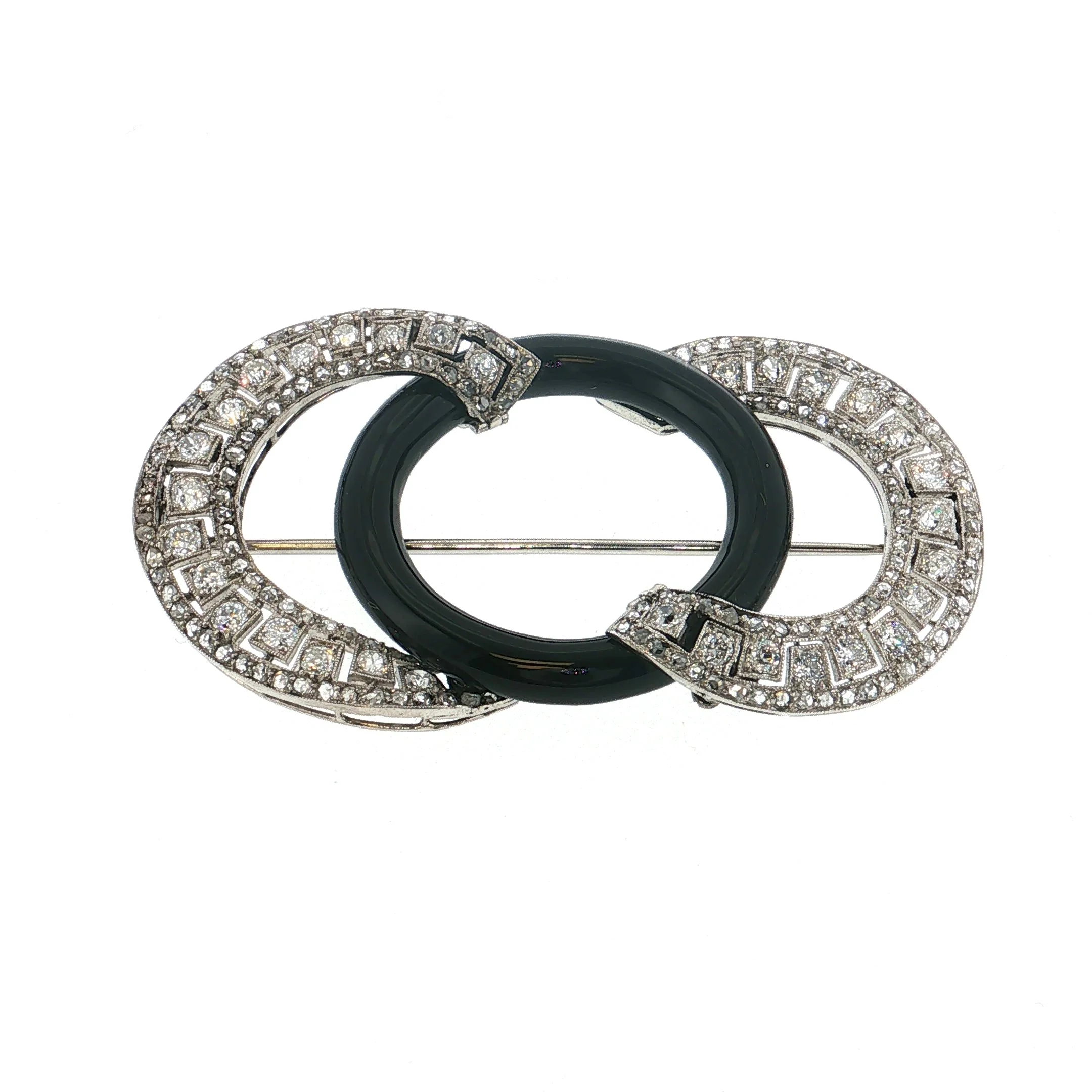 Fine Art Deco Enamel and Diamond Brooch by Cartier