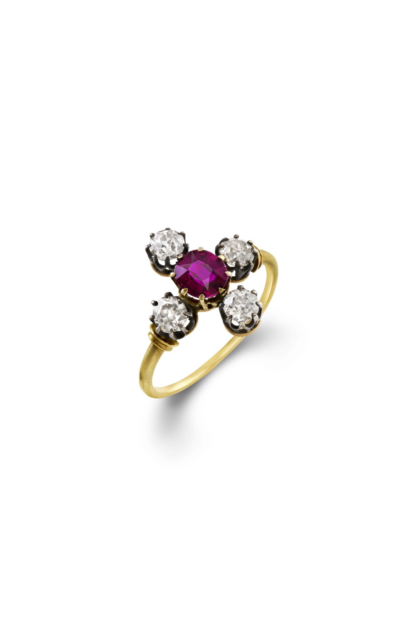 Late 19th Century Ruby and Diamond Cruciform Ring