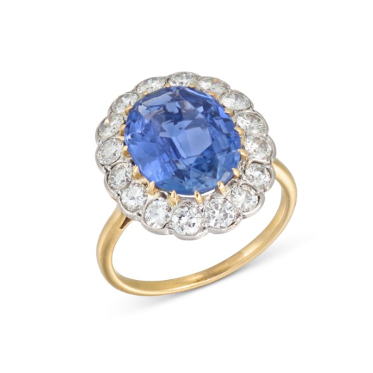 Sapphire and Diamond cluster ring