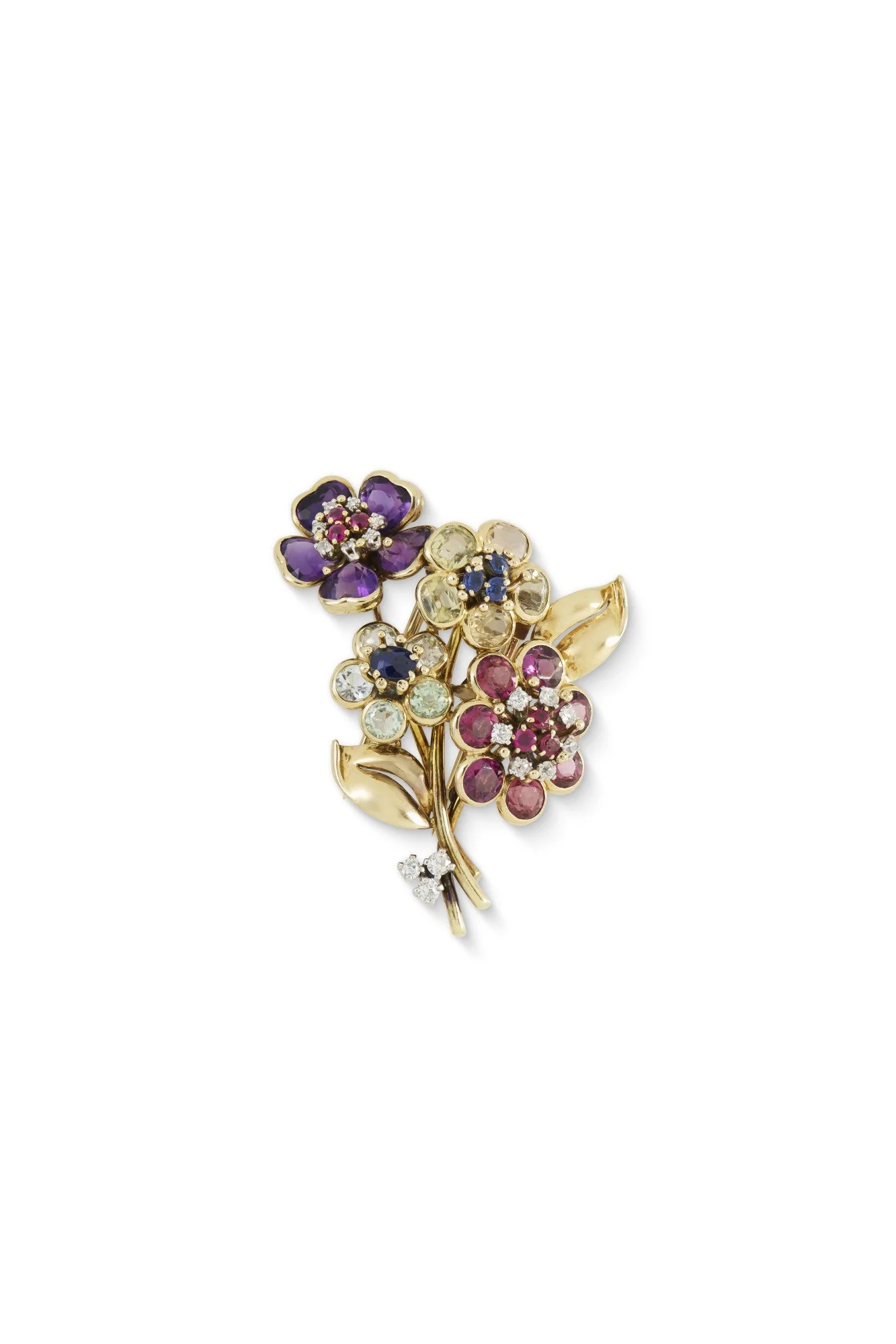 1950’s Gold and Gem-Set Floral Spray Brooch by Cartier