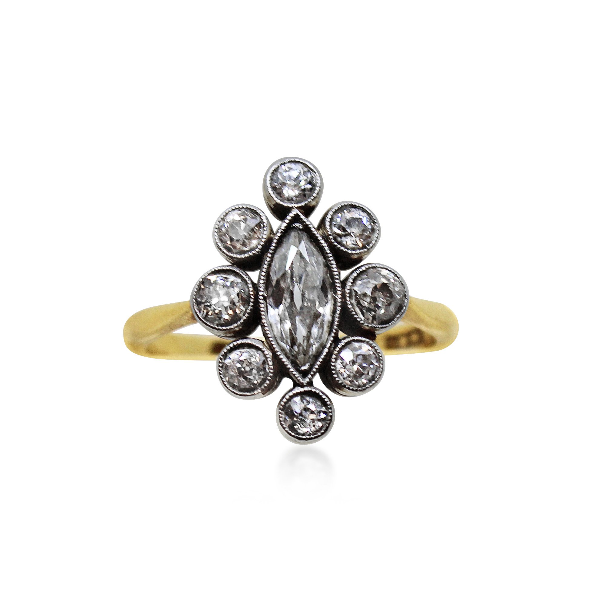 Edwardian Diamond Marquise Cluster Ring