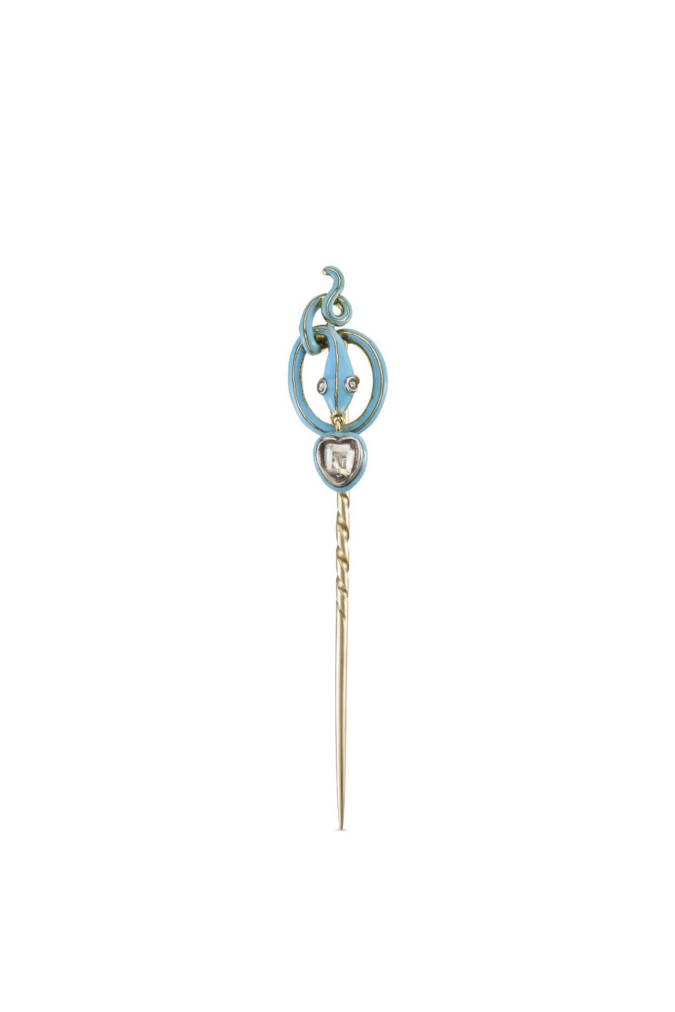 Victorian Enamel and Diamond Snake Stickpin