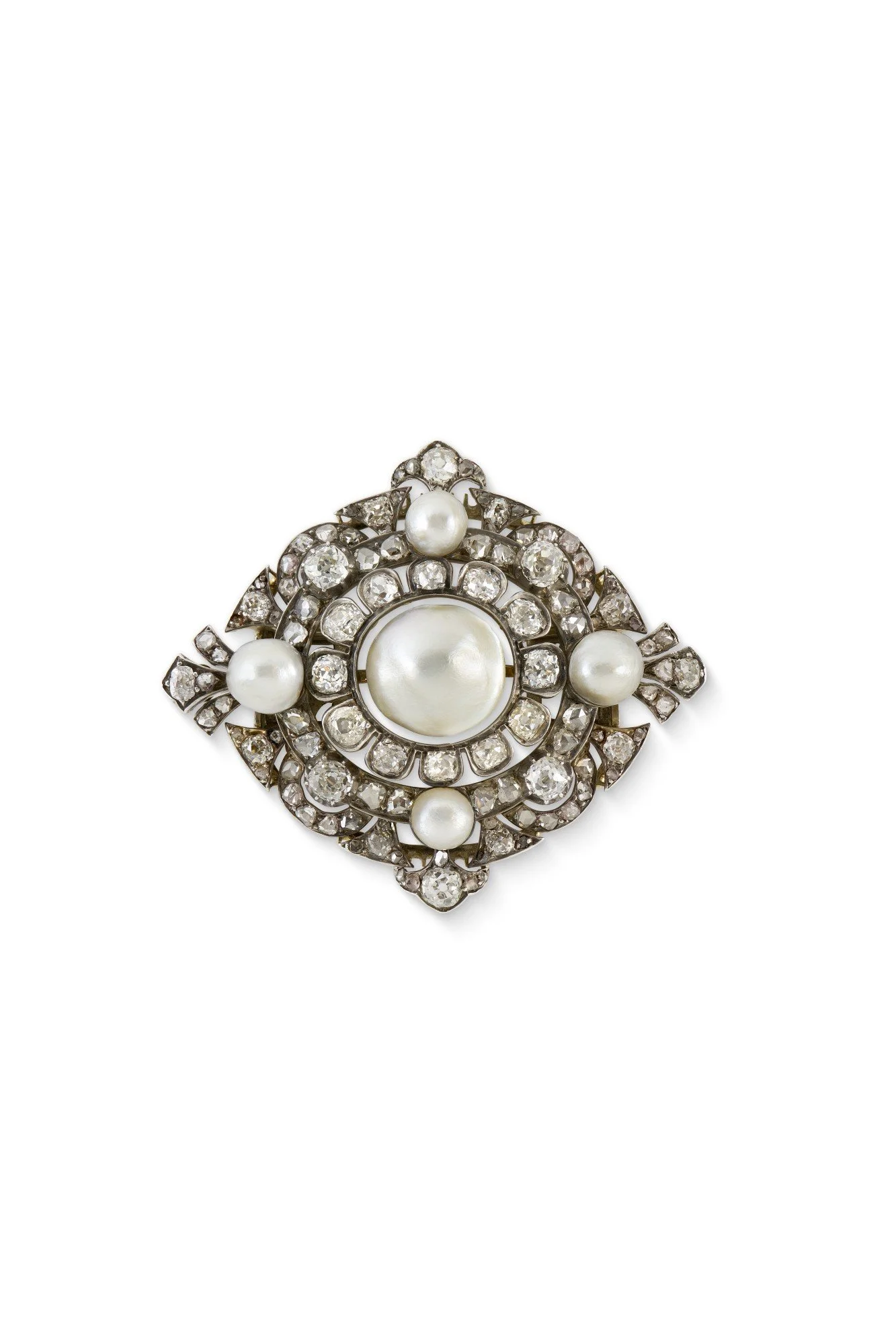 Late 19th-Century Pearl and Diamond Panel Pendant/Brooch