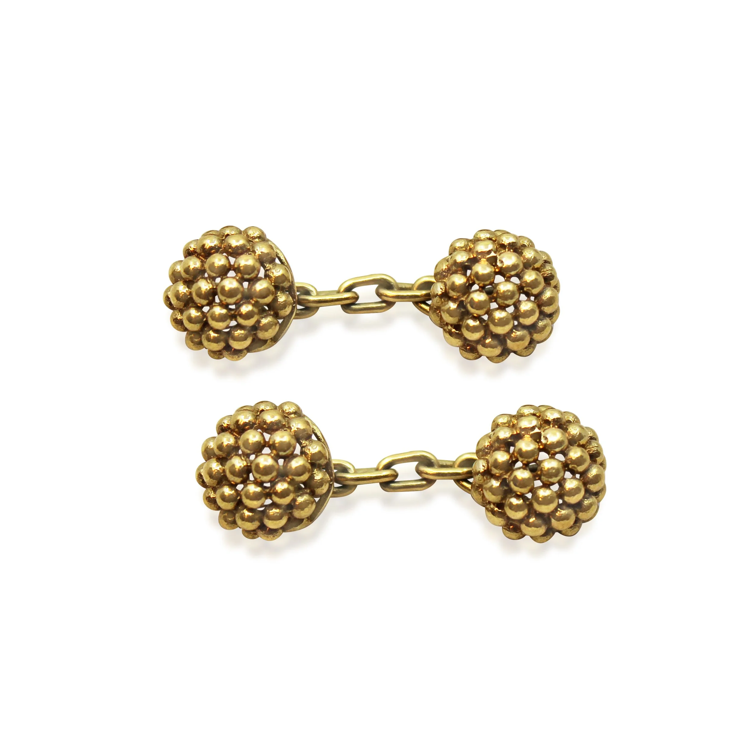 Pair of 18ct Gold Beadwork Bombé Cufflinks