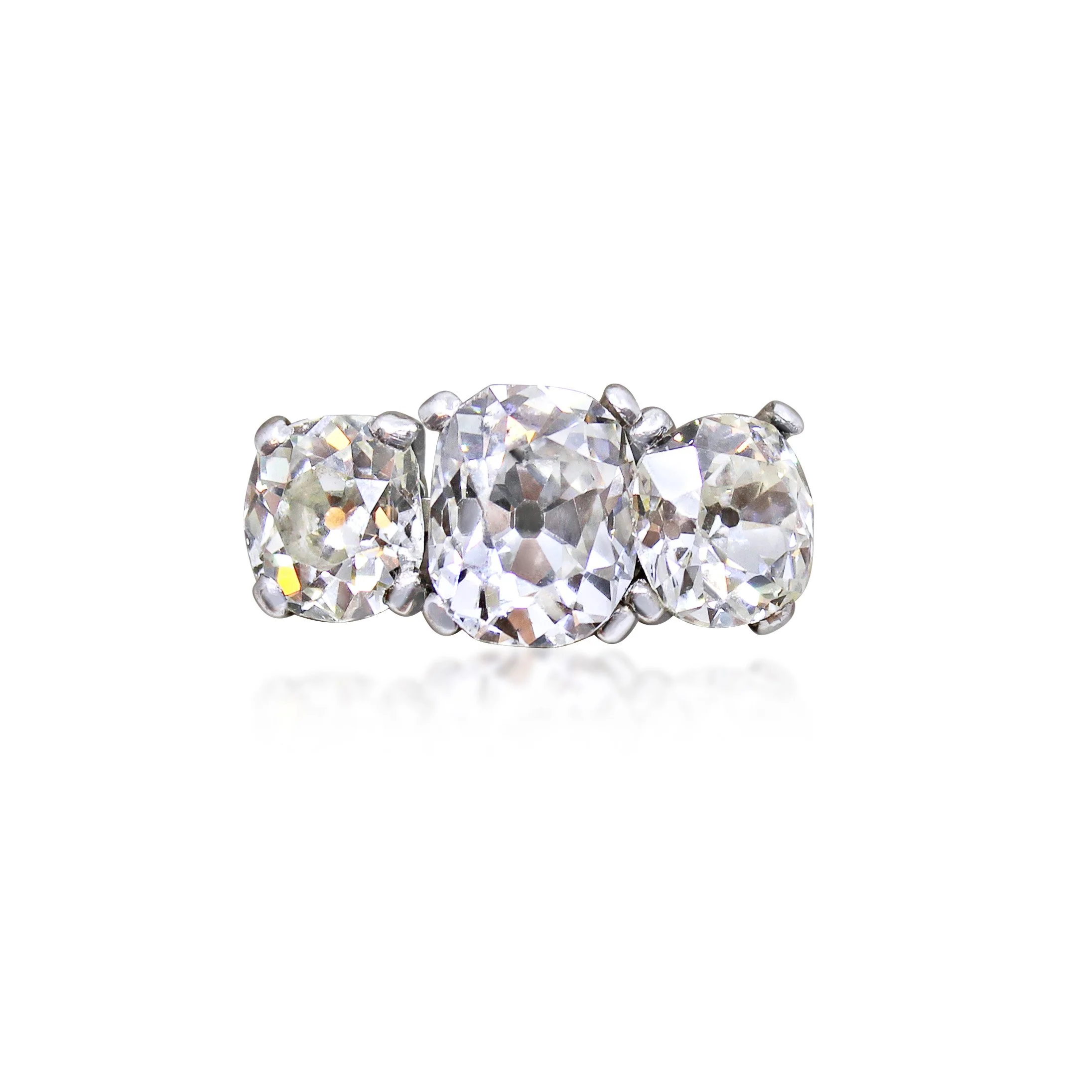 Fine Edwardian Old Mine-Cut Diamond Three-Stone Ring