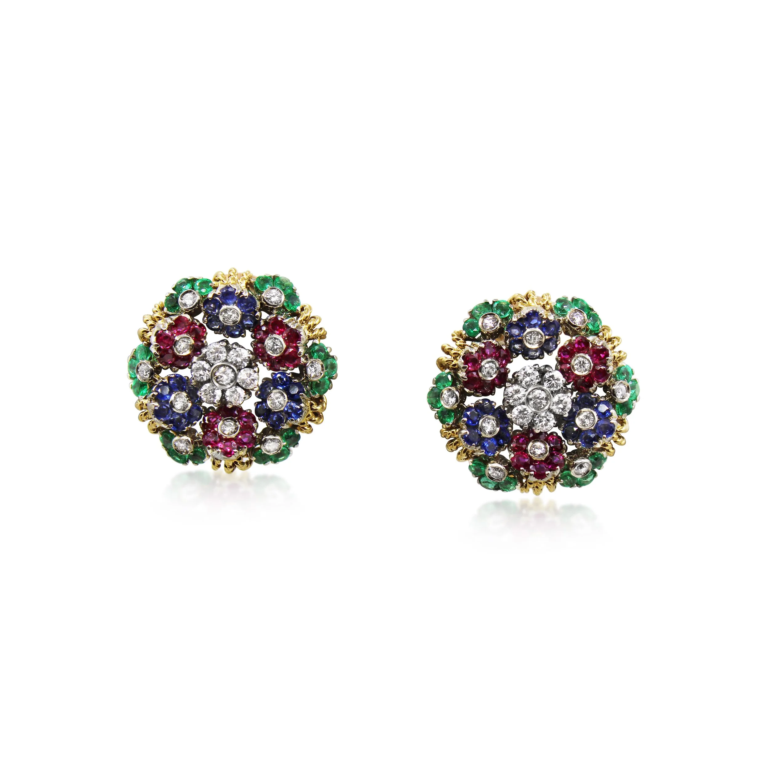 Pair of 1960s gem-set Earclips