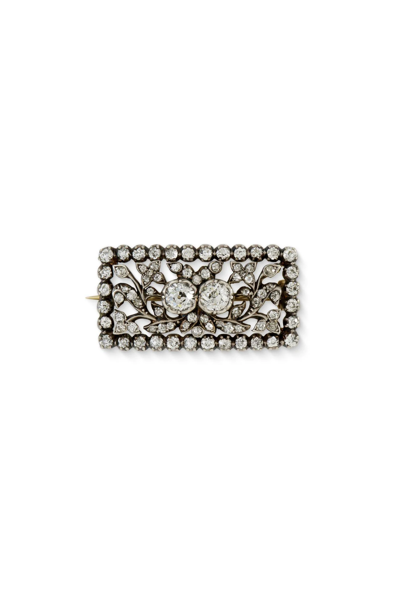 Victorian Diamond Rectangular Panel Brooch
