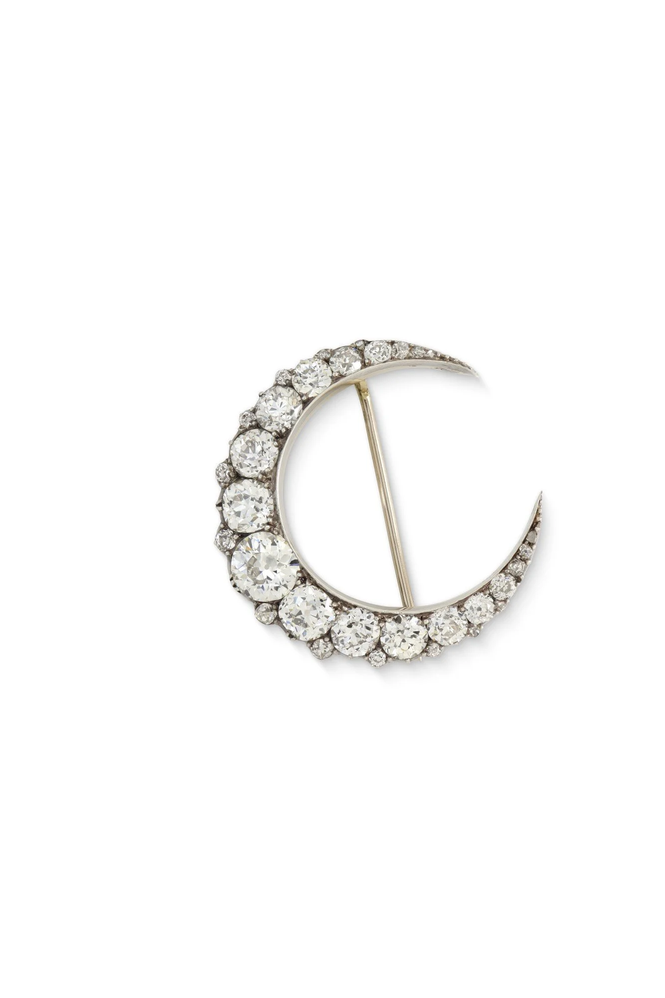 Antique Diamond Crescent Brooch