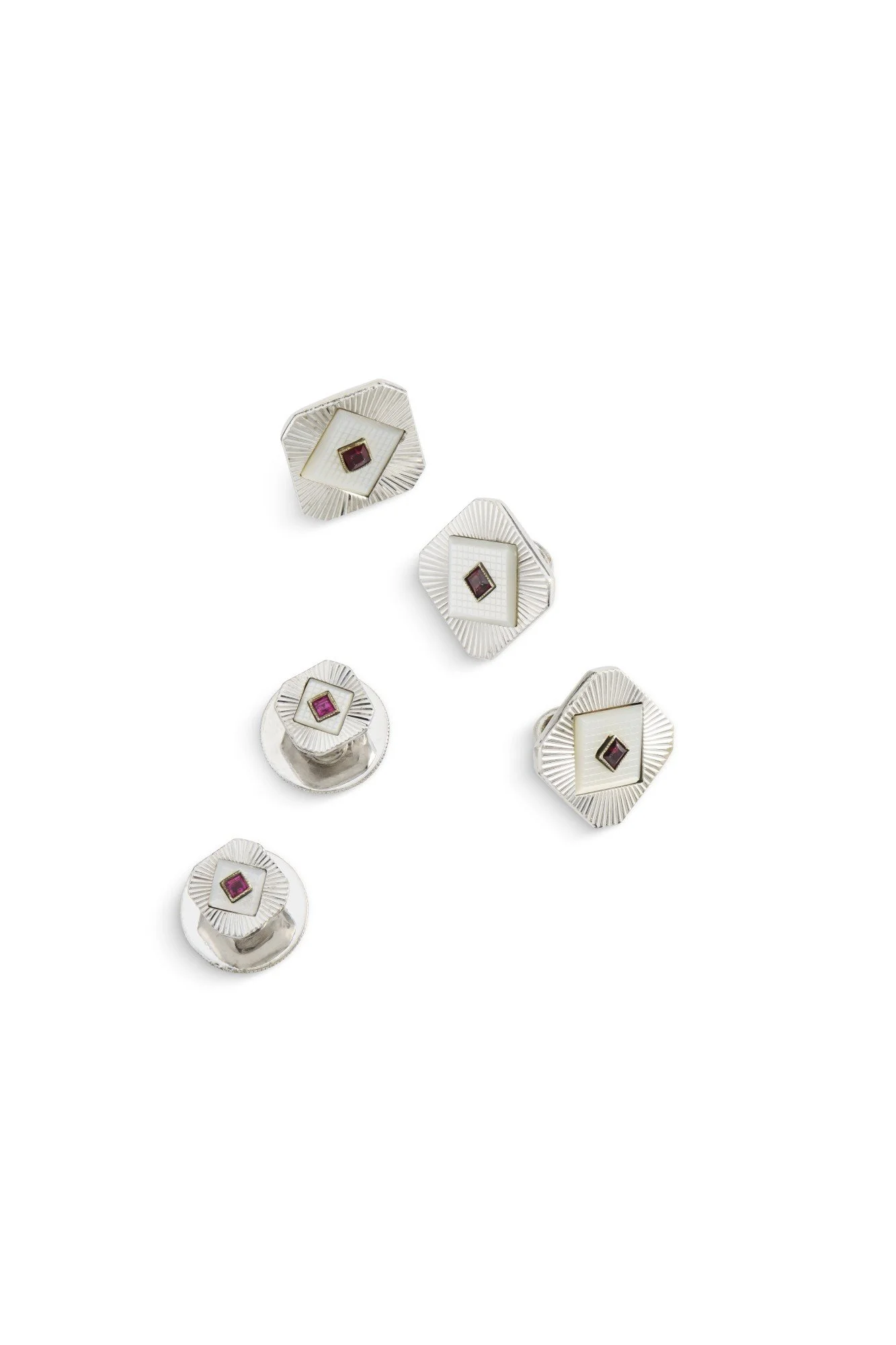 9ct White Gold  and Ruby Dress-Set