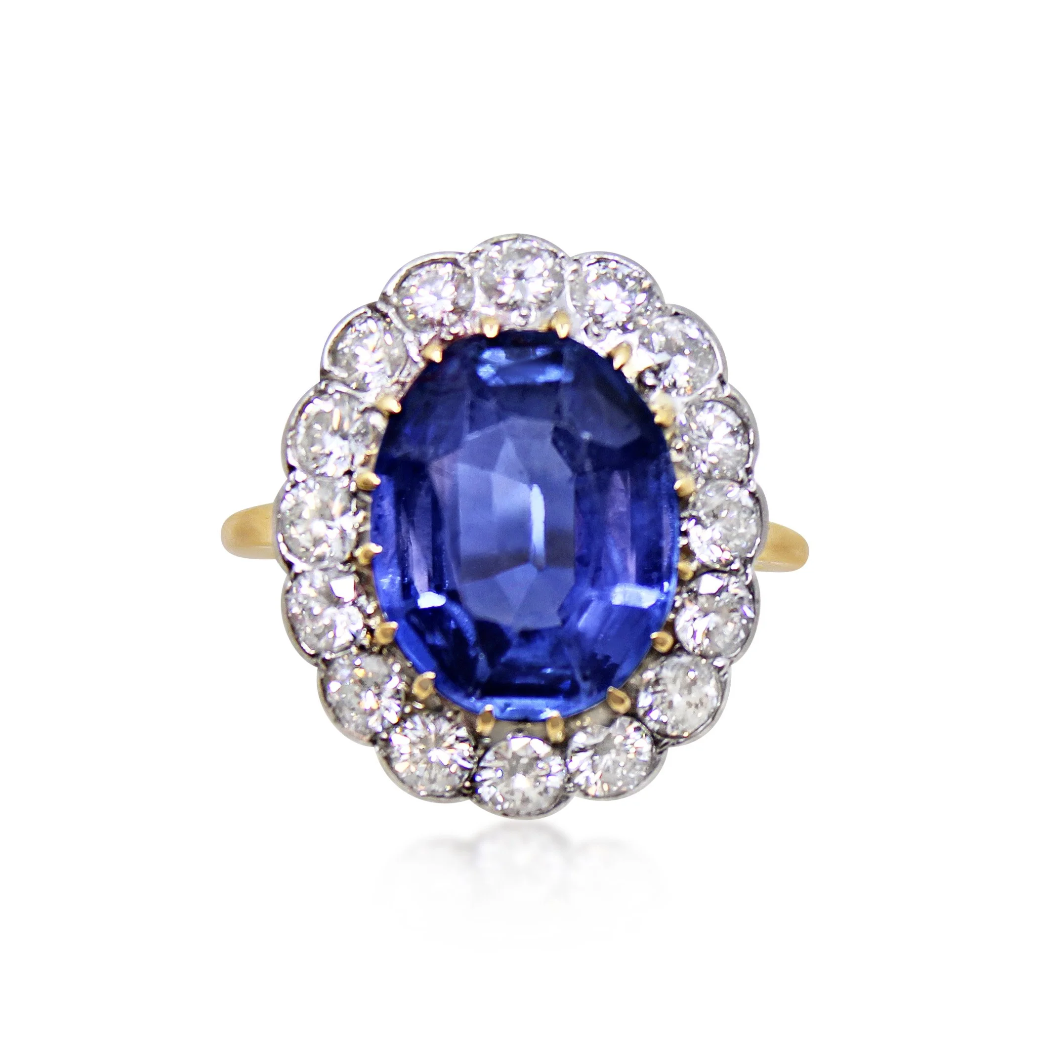 Sapphire and Diamond Cluster Ring