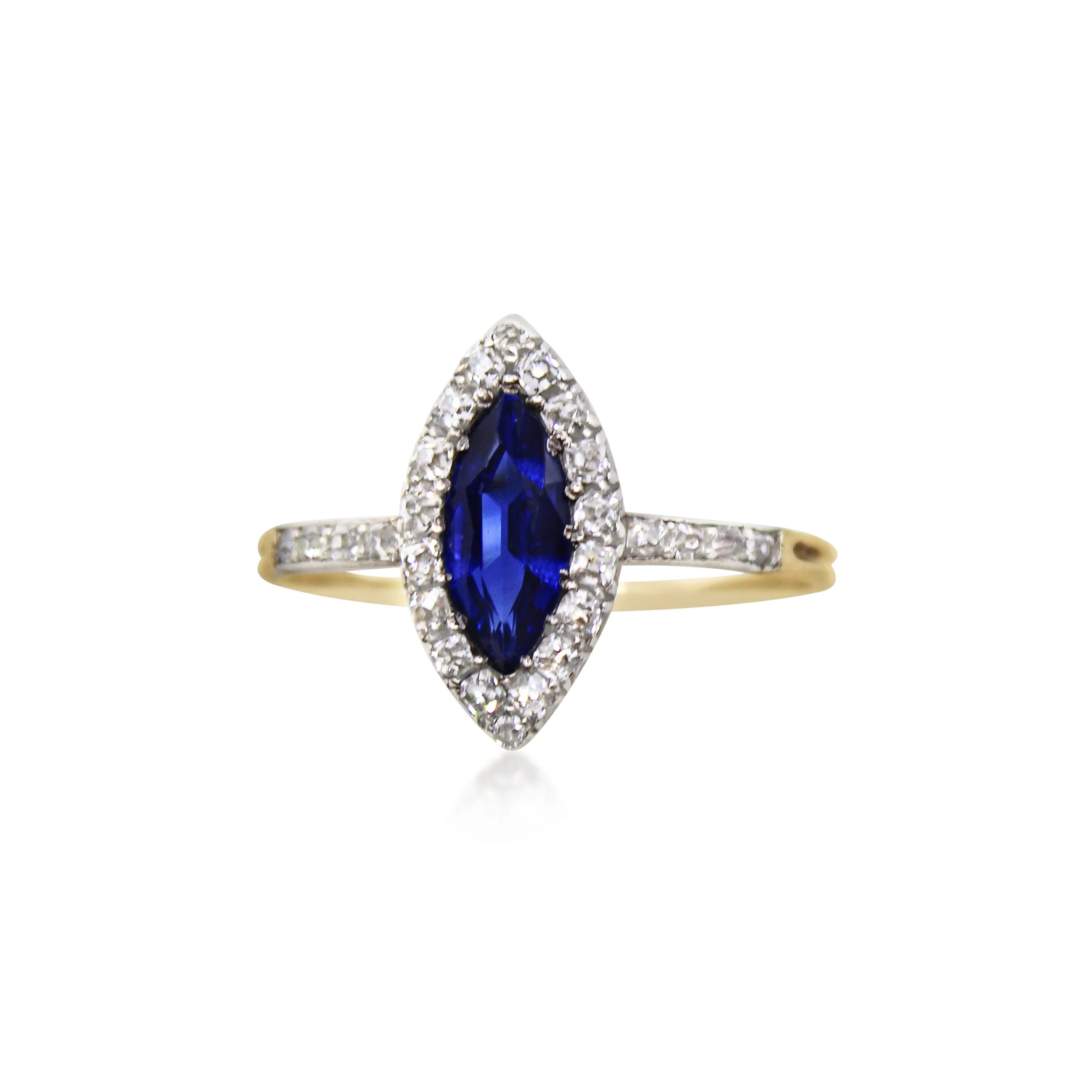 Edwardian Sapphire and Diamond Cluster Ring