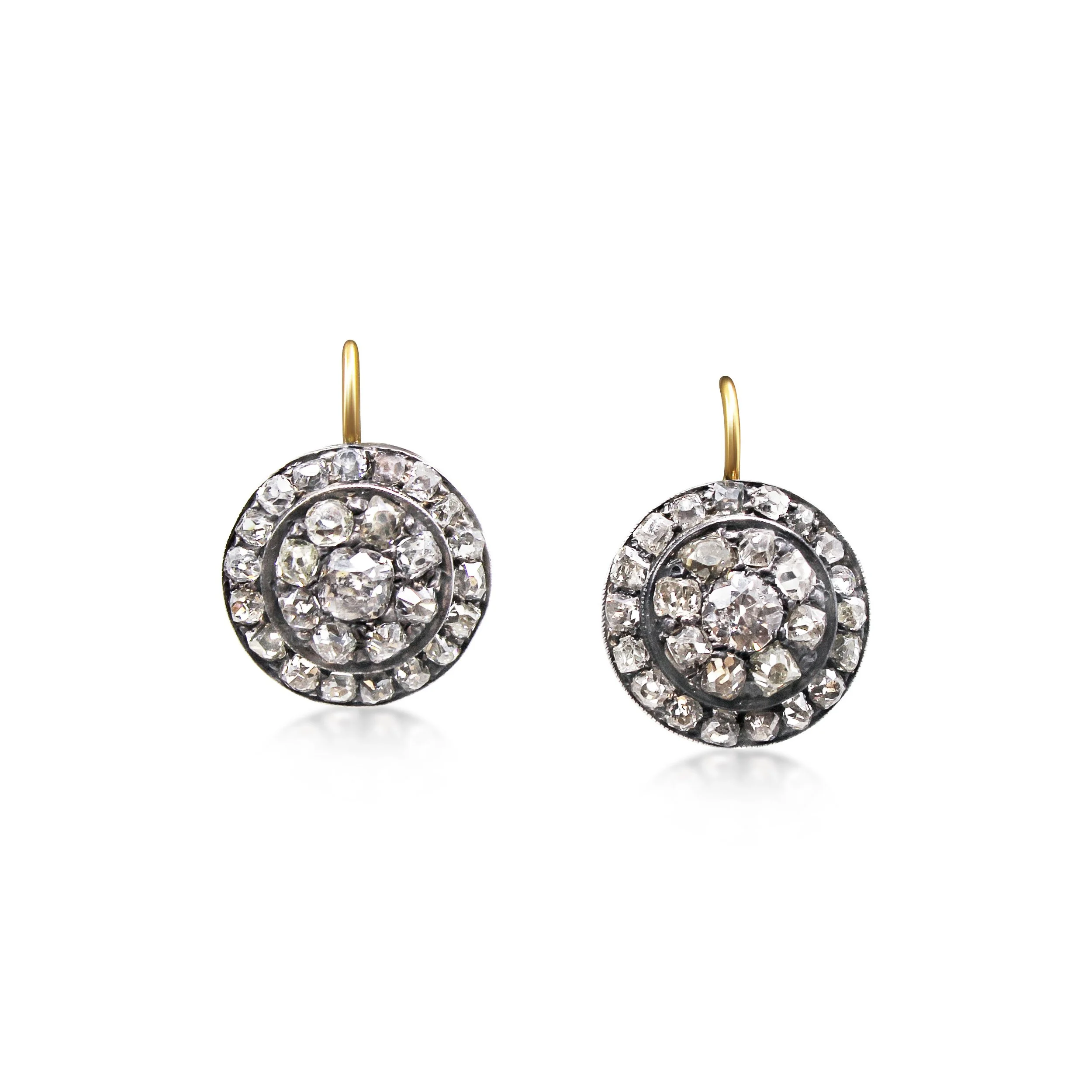 Pair of 19th Century Diamond Cluster Ear-pendants