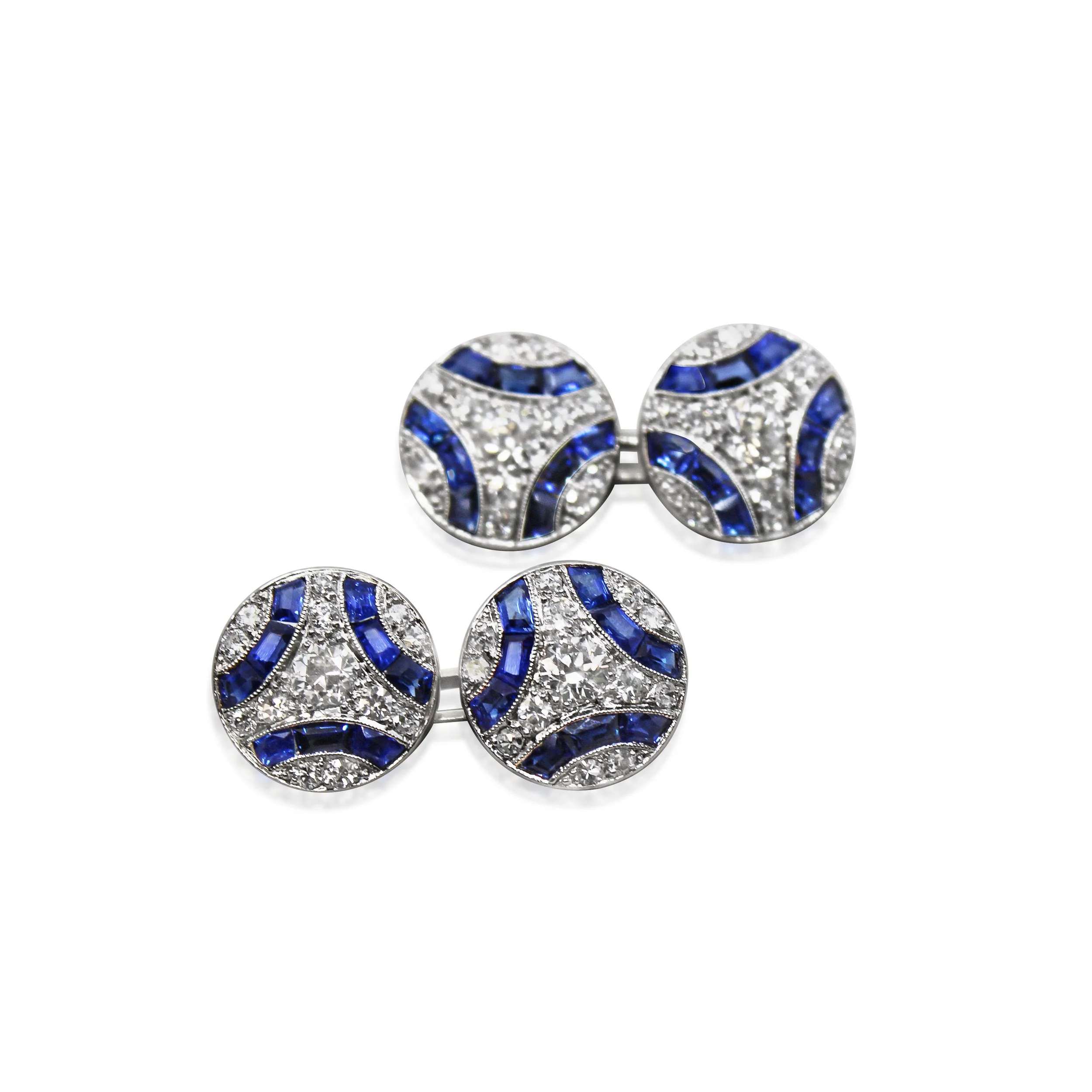 Pair of Sapphire and Diamond Cufflinks