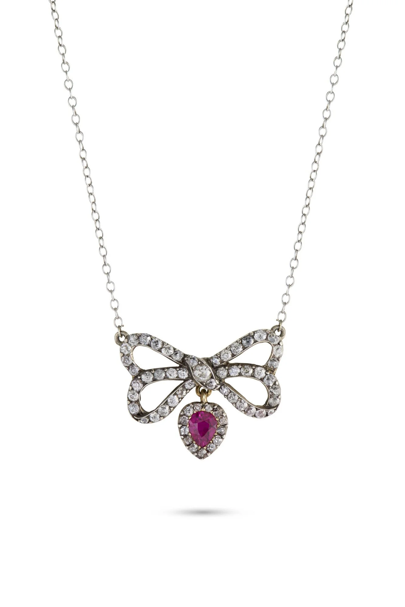 Fine Early 19th-Century Ruby and Diamond Bow Pendant
