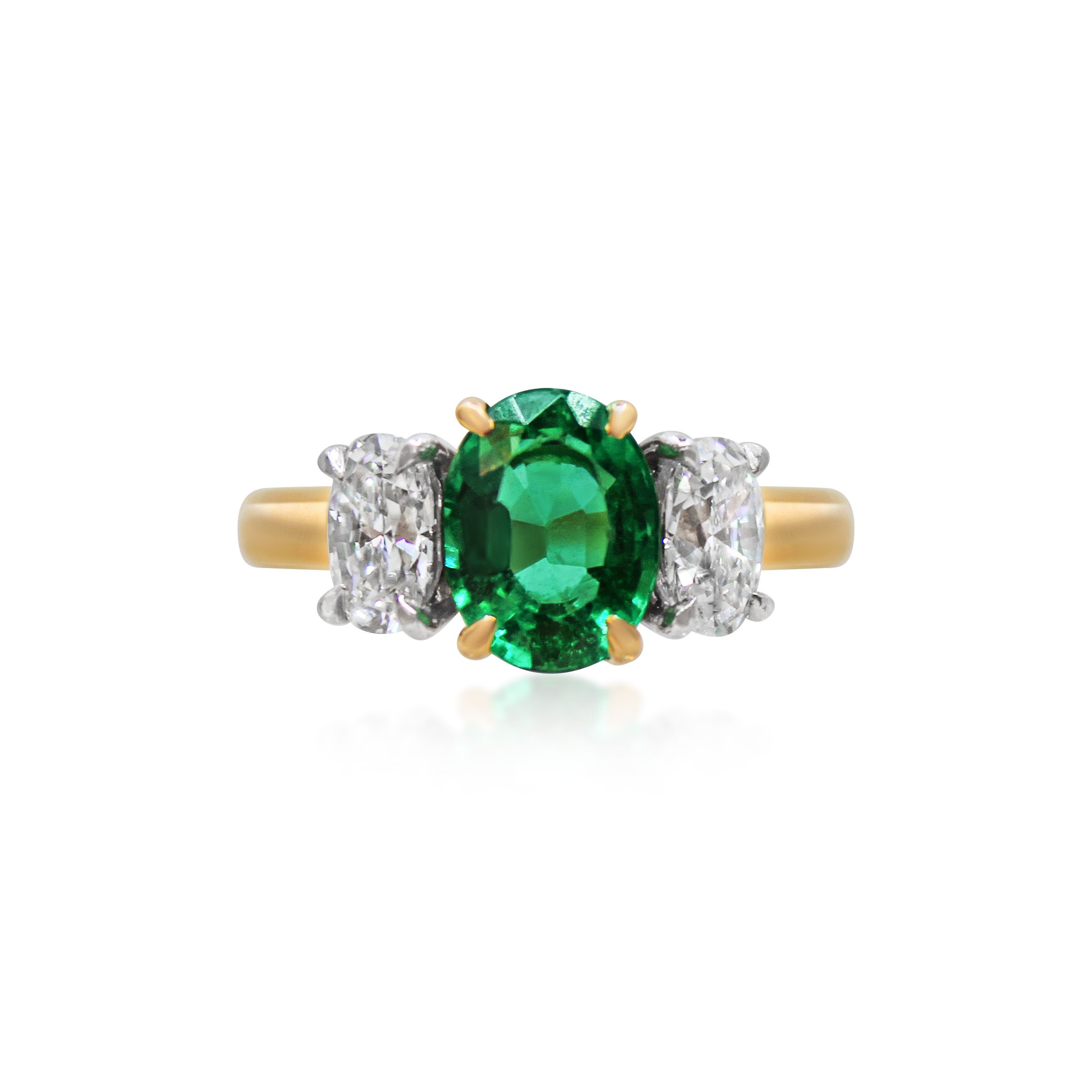 Emerald and Diamond Three-stone Ring