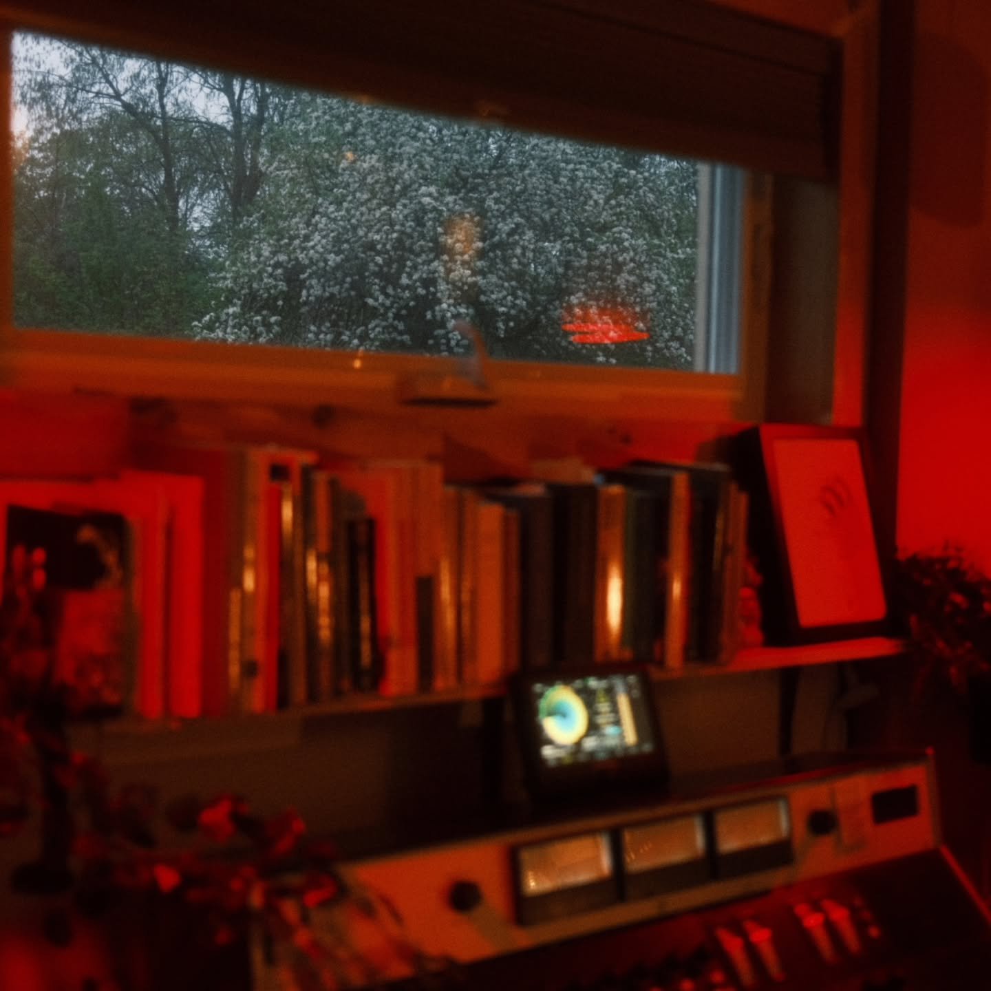 Dewy eve out here and the apple trees are in blossom and I can hear the highway in the distance with the cottagers driving home and I'm still at "work" and it seems totally reasonable to me. I must say that this new console sounds like an a
