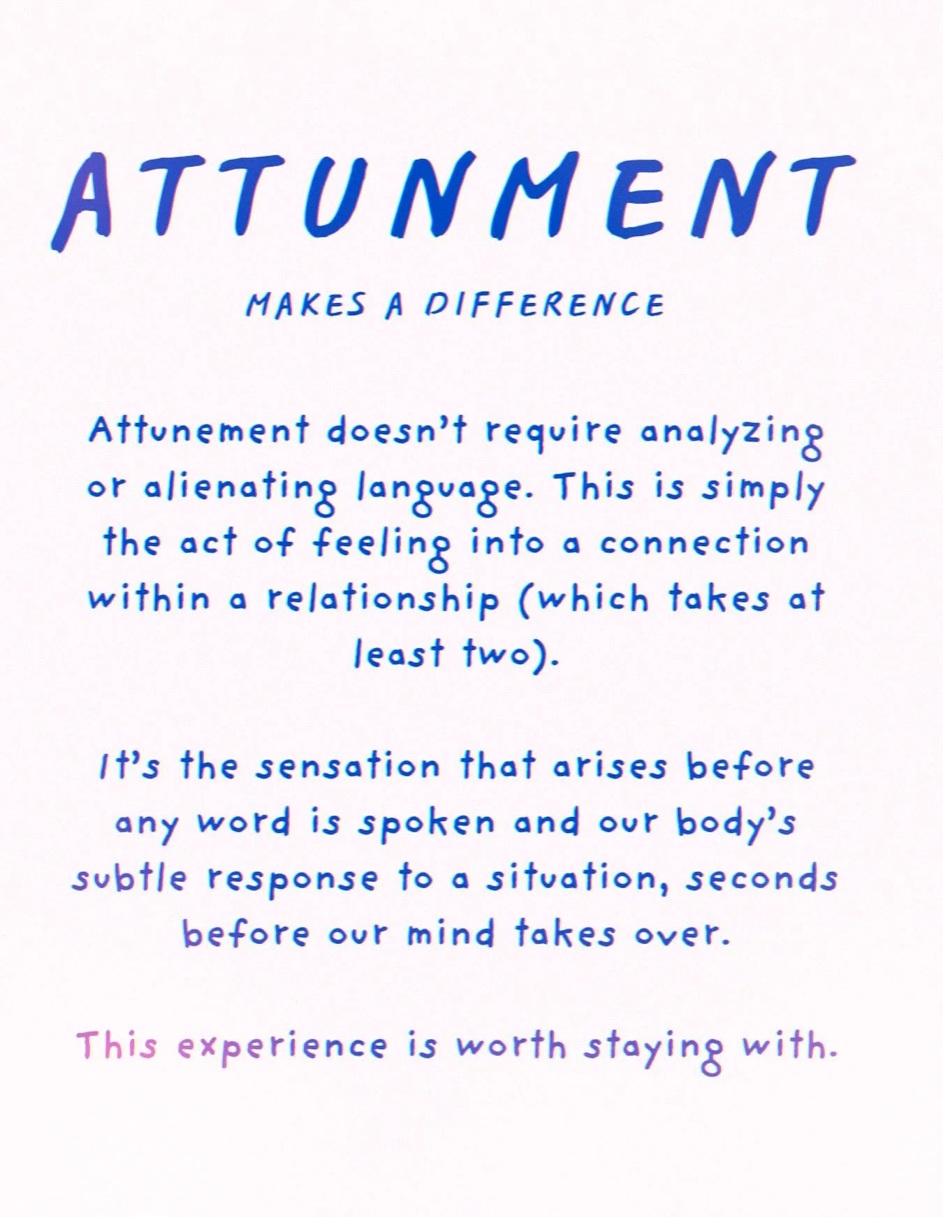 The work I offer is based in relational attunement, centered in body based practices, and rooted in @somaticexperiencingint methods.

It is my understanding that moving at the pace of the nervous system and listening to the body&rsquo;s signals is th