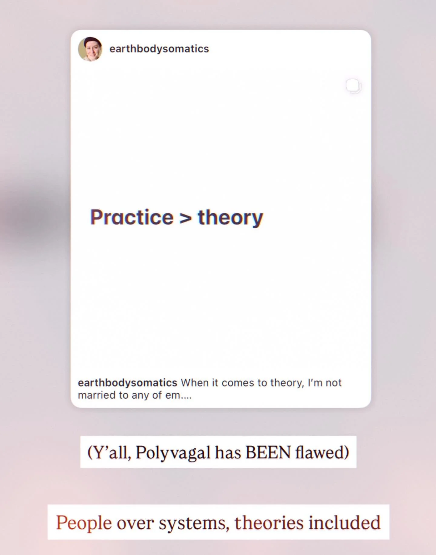 Repost. 

Leaning on theories as absolute truth will fail us.

Also, theories are meant to be criticized and continually questioned so that we might better understand the human experience as best as possible in order to adequately care for our commun