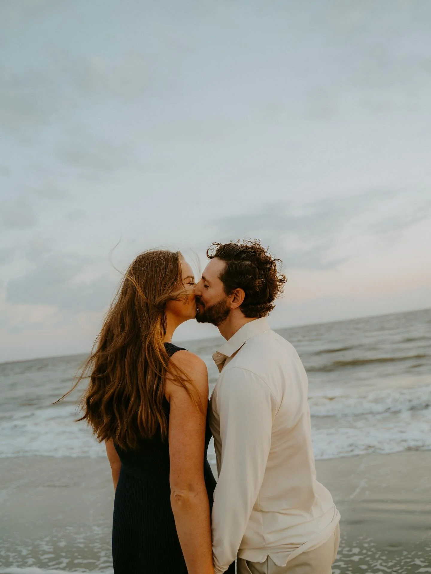 romantic sunrise engagement session at folly beach 🤍 Shane and Jacob were an absolute blast + spared the textural nightmare of wet denim for some killer shots 🥹 love love love what I do!